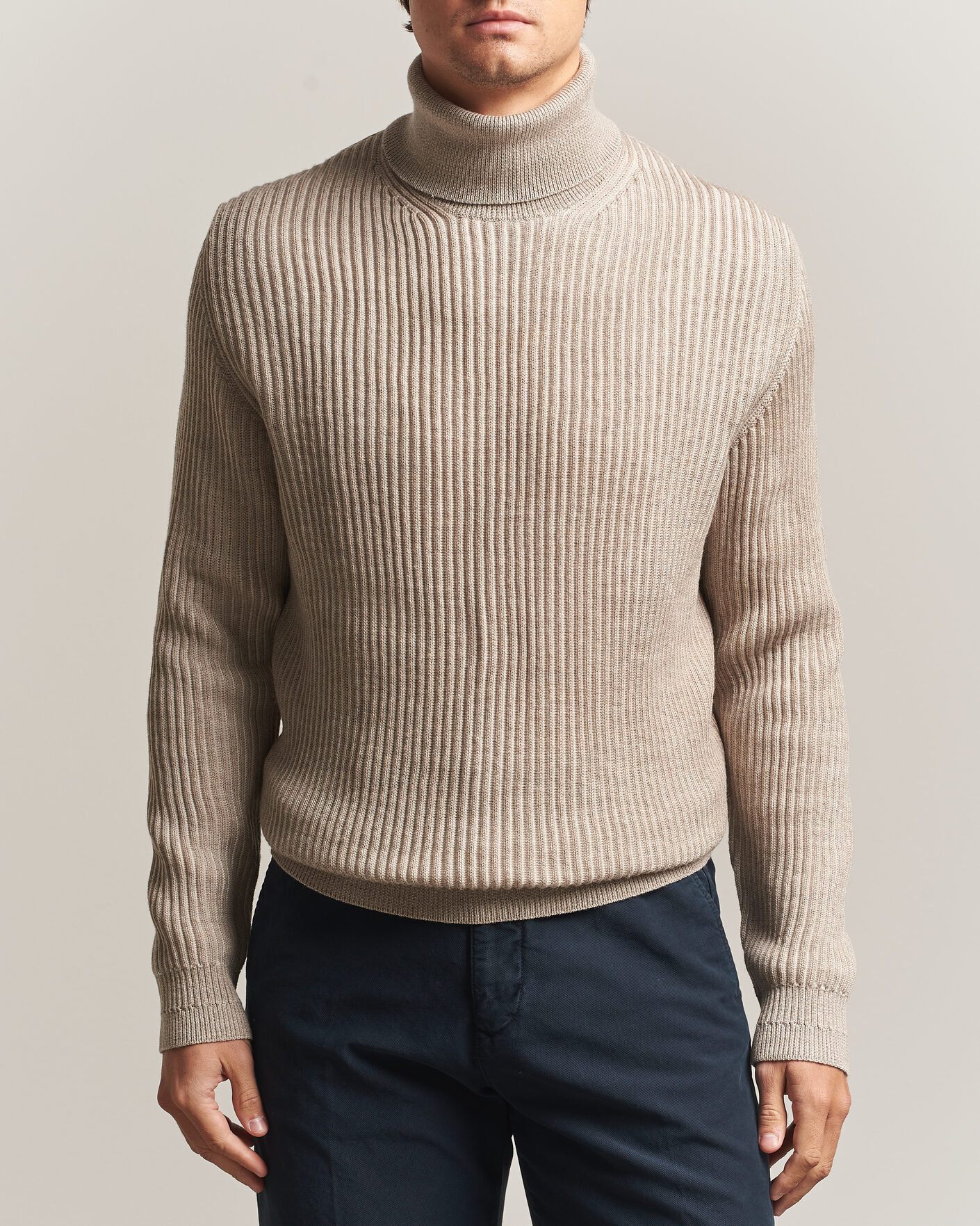 Herren | Pullover | Zanone | Fishermans Rib Rollneck Beige