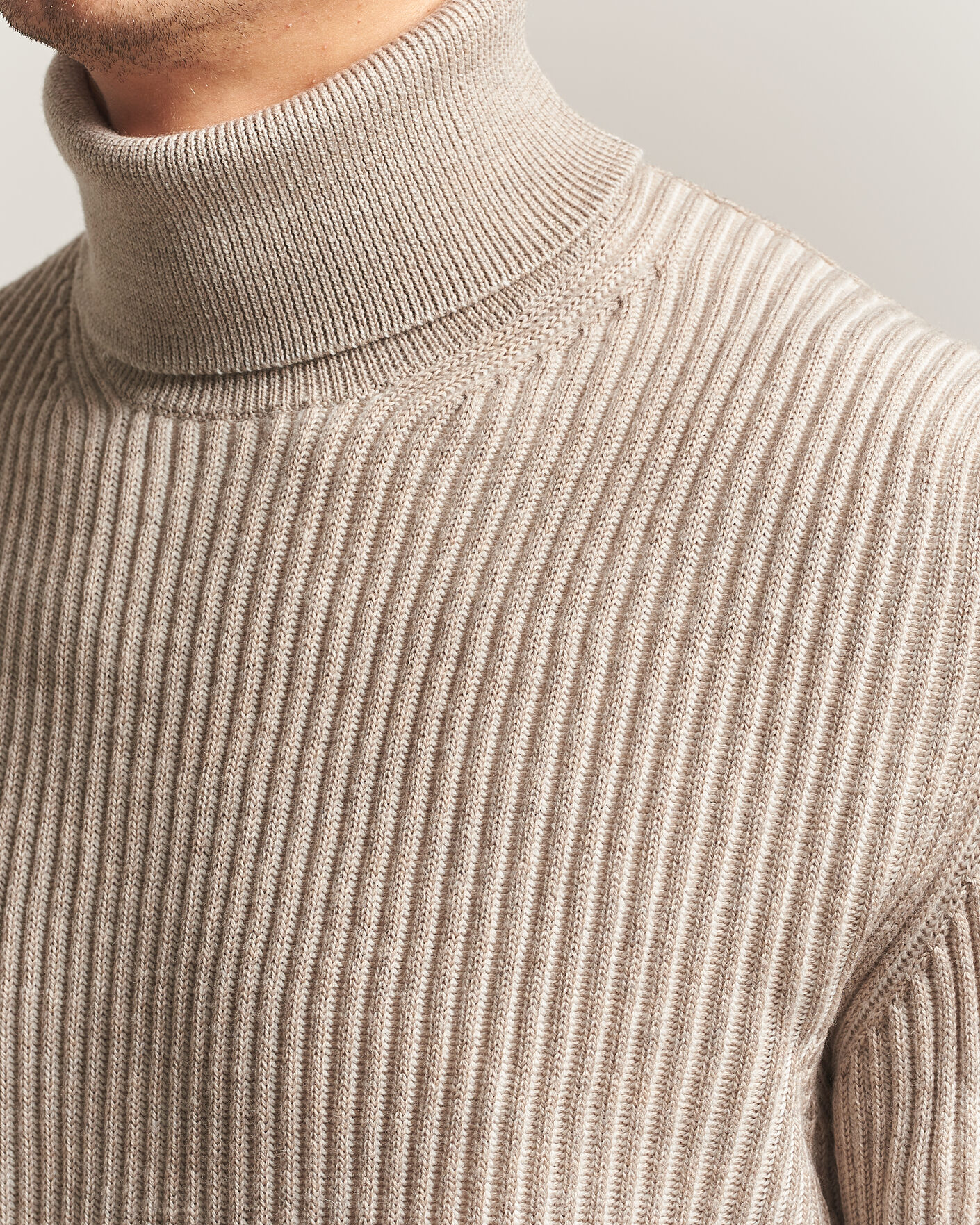 Herren | Pullover | Zanone | Fishermans Rib Rollneck Beige