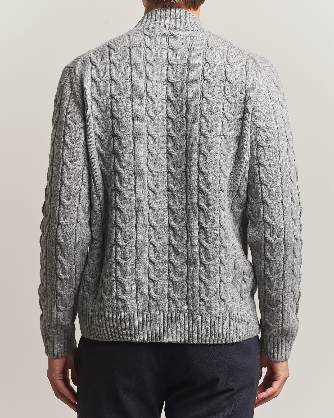 Herren | Pullover | Zanone | Double Cable Crew Neck Grey Melange