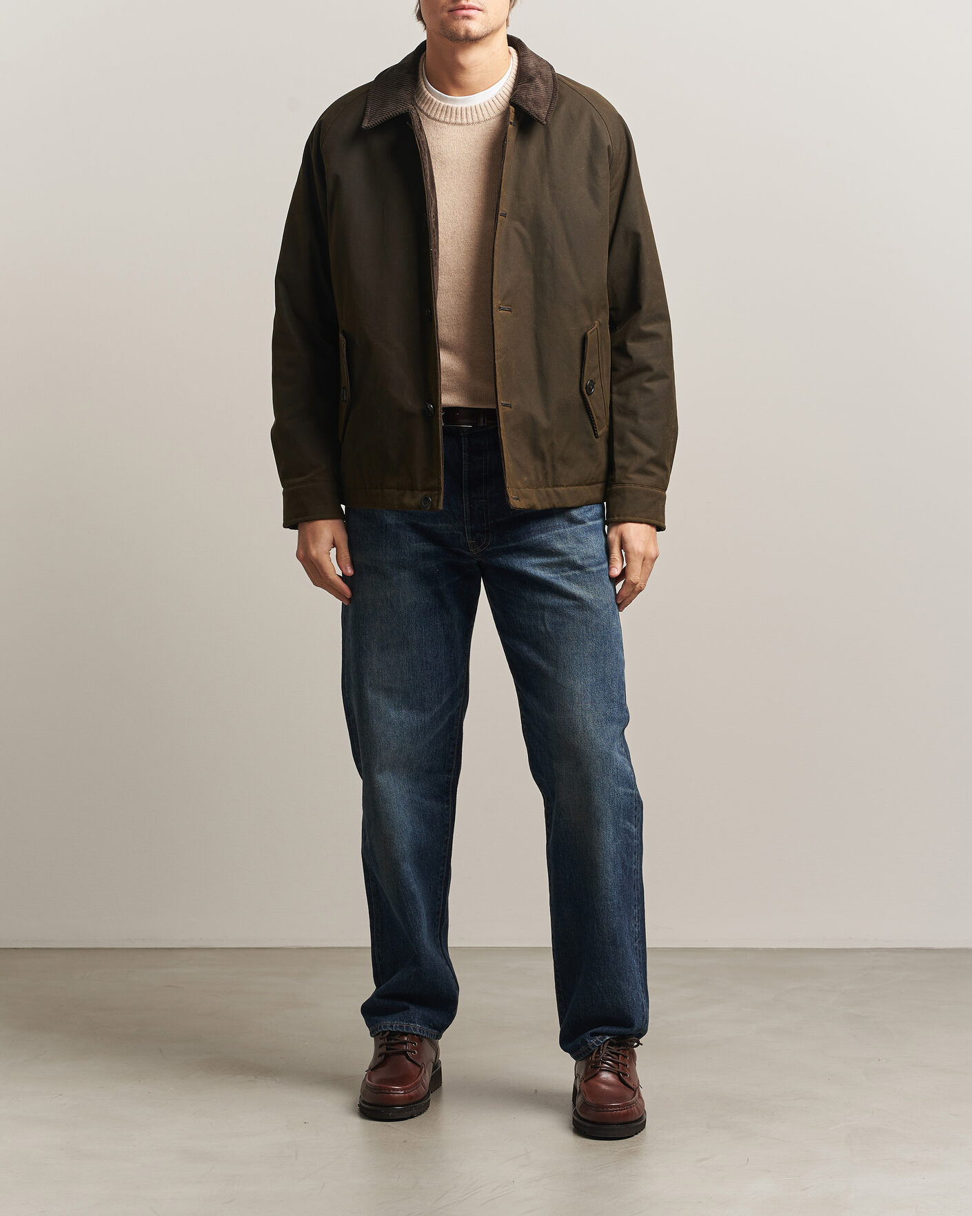 Herren | Jacken | Baracuta | Waxed Sherling Lined Deck Jacket Deep Moss