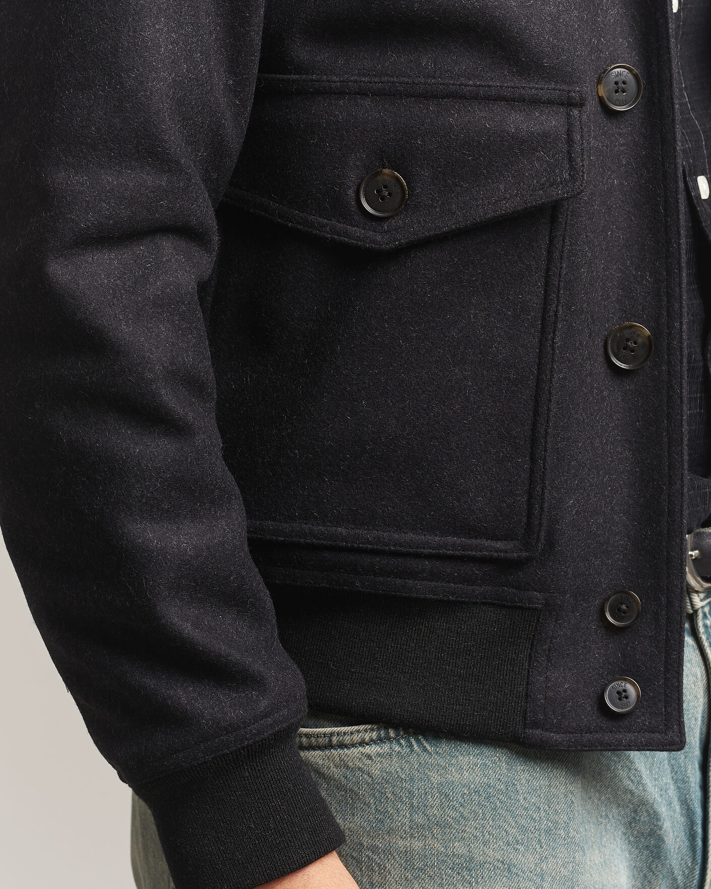 Herren | Jacken | Baracuta | Melton Wool Blouson Jacket Charcoal
