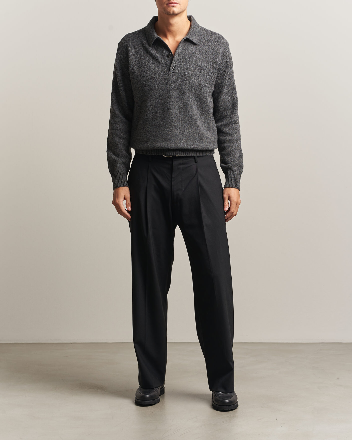 Herren | Pullover | Baracuta | Shetland Polo Mid Grey