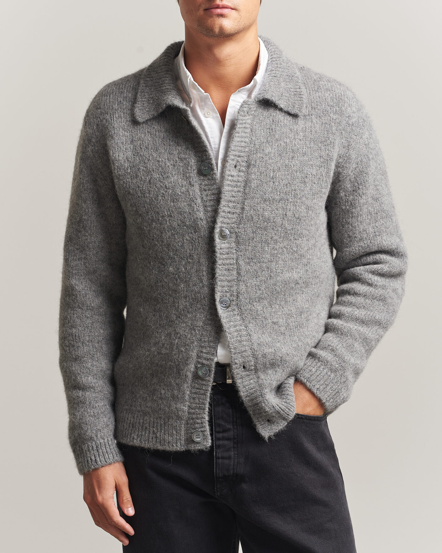 Herren | Pullover | Sunflower | Alpacka Cardigan Grey Melange
