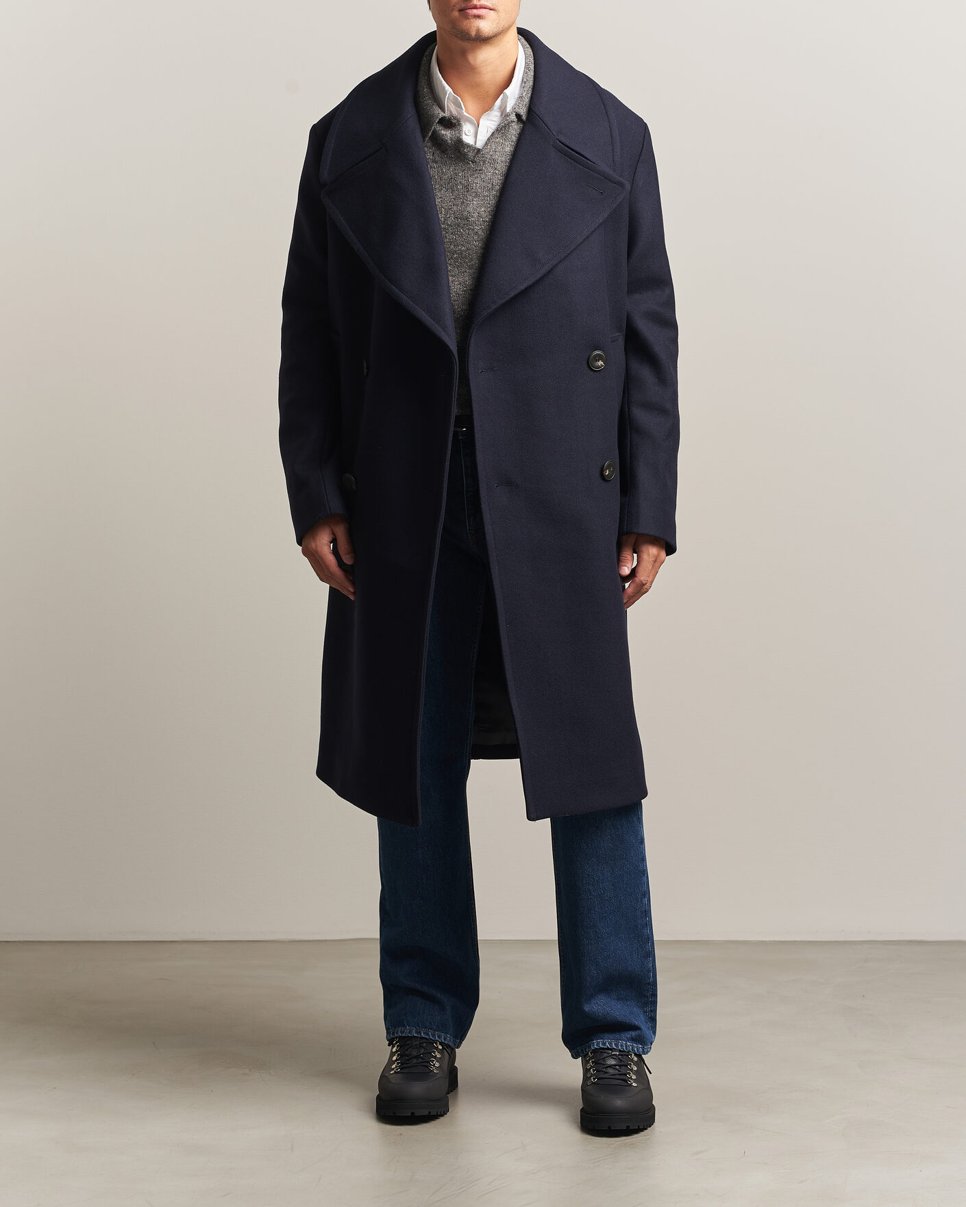 Herren | Jacken | Sunflower | Double Breasted Wool Blend Coat Navy