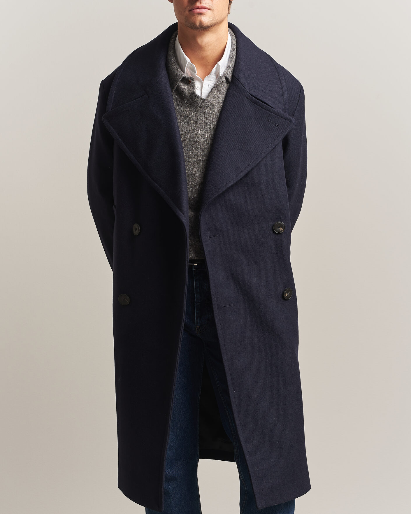 Herren | Jacken | Sunflower | Double Breasted Wool Blend Coat Navy