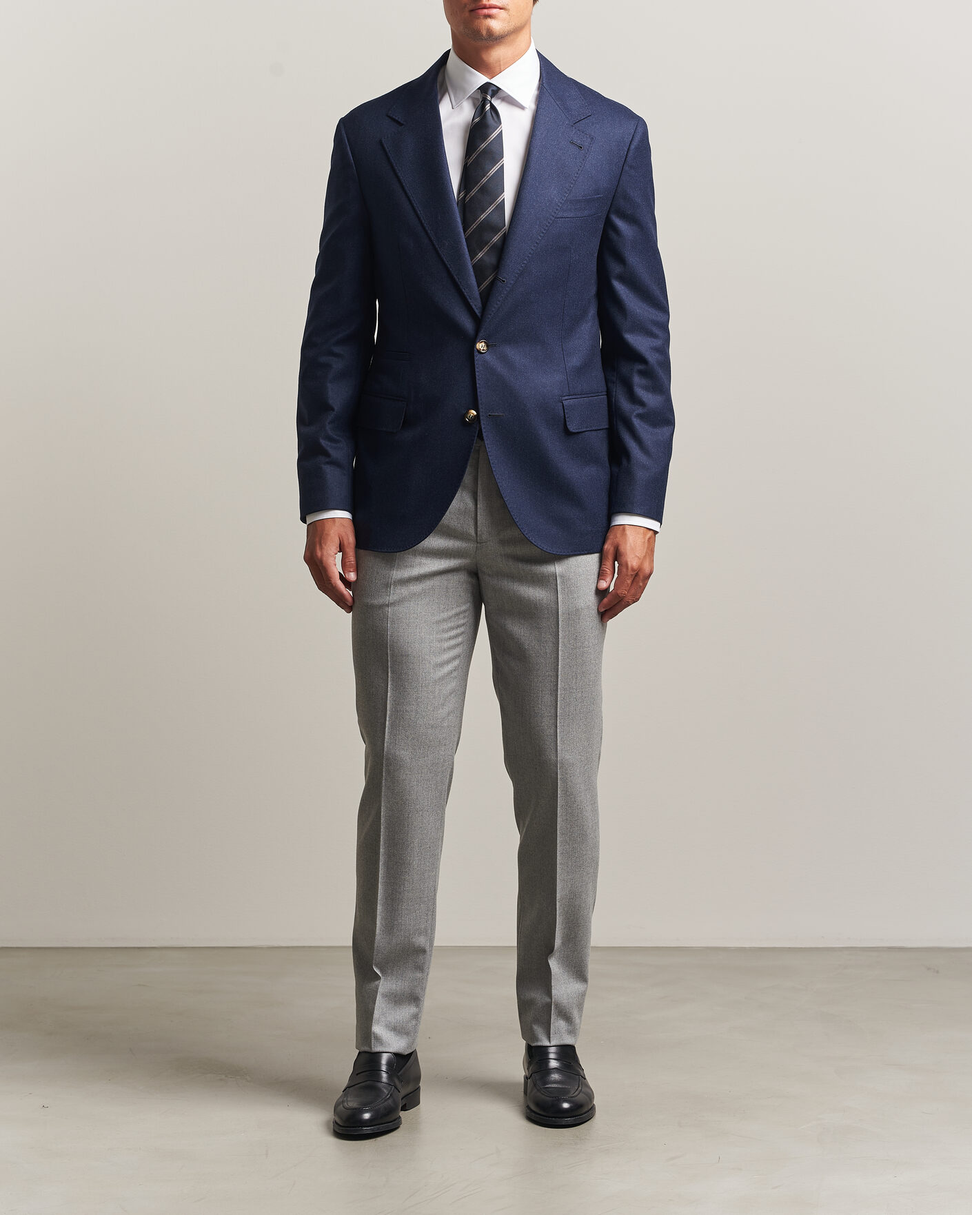 Herren | Hosen | Brunello Cucinelli | Slim Fit Flannel Trousers Light Grey