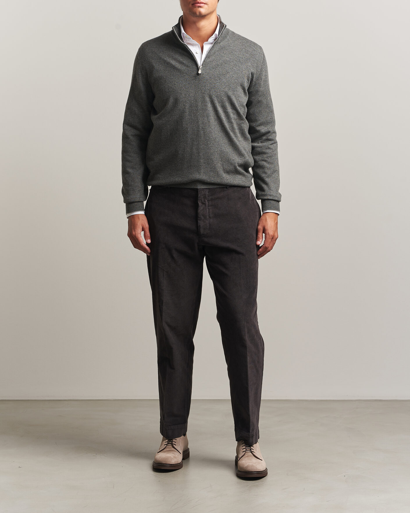 Herren | Pullover | Brunello Cucinelli | 2 Ply Cashmere Half Zip Forest Green