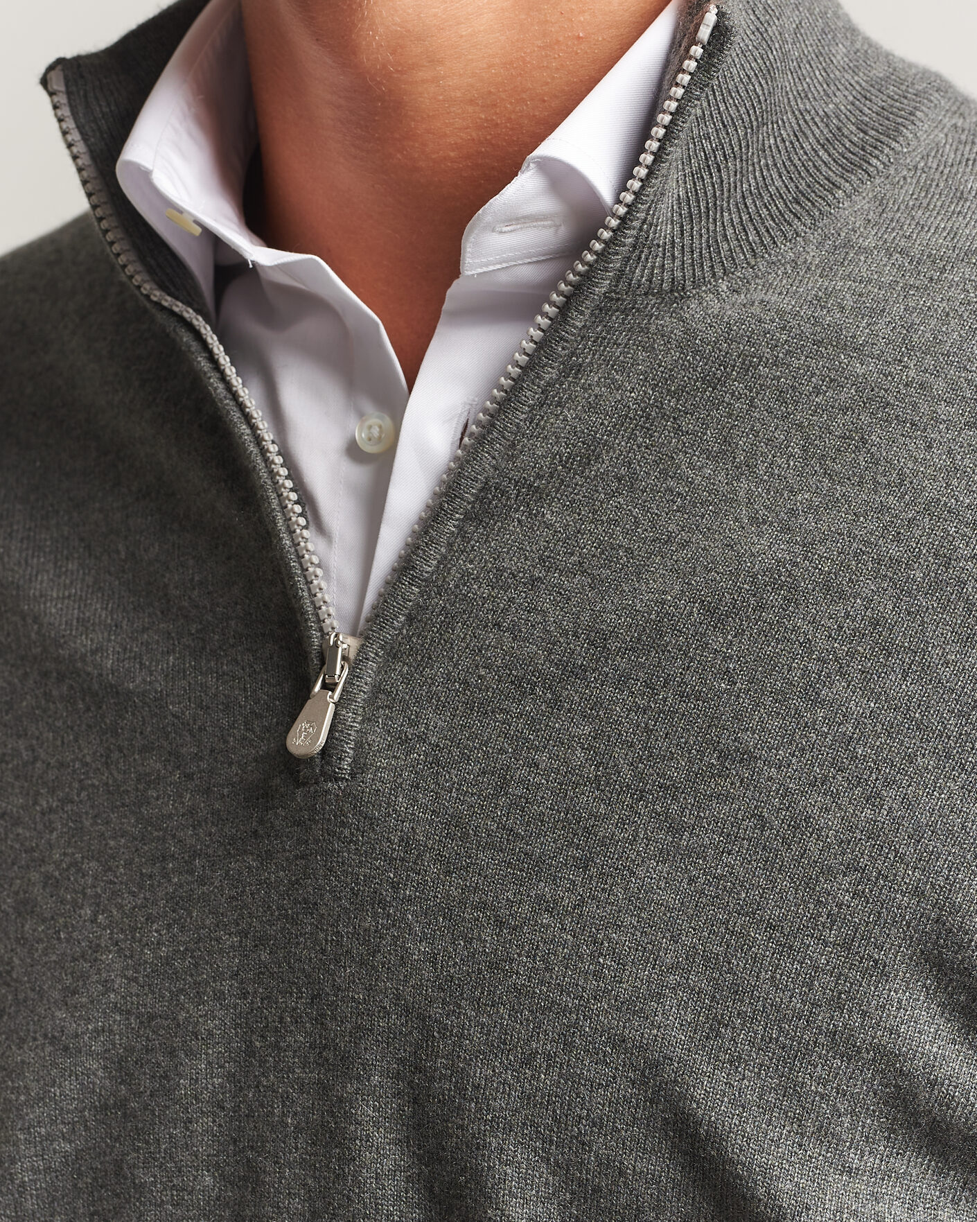 Herren | Pullover | Brunello Cucinelli | 2 Ply Cashmere Half Zip Forest Green