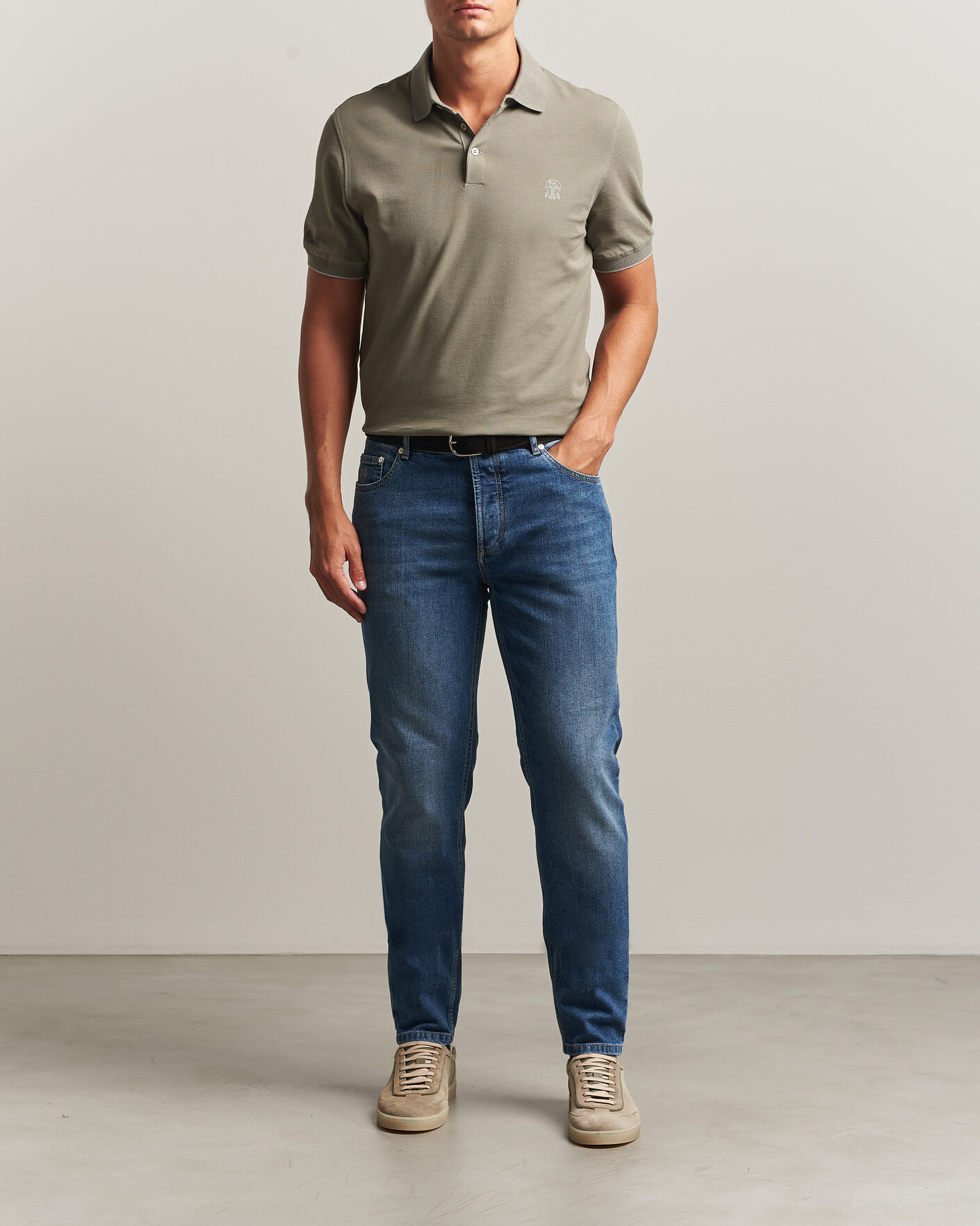 Herren | Poloshirts | Brunello Cucinelli | Short Sleeve Logo Polo Olive