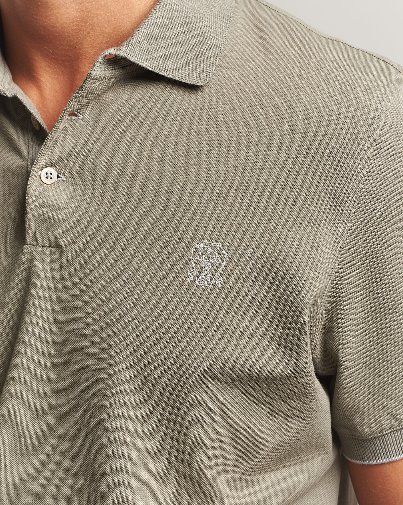 Herren | Poloshirts | Brunello Cucinelli | Short Sleeve Logo Polo Olive