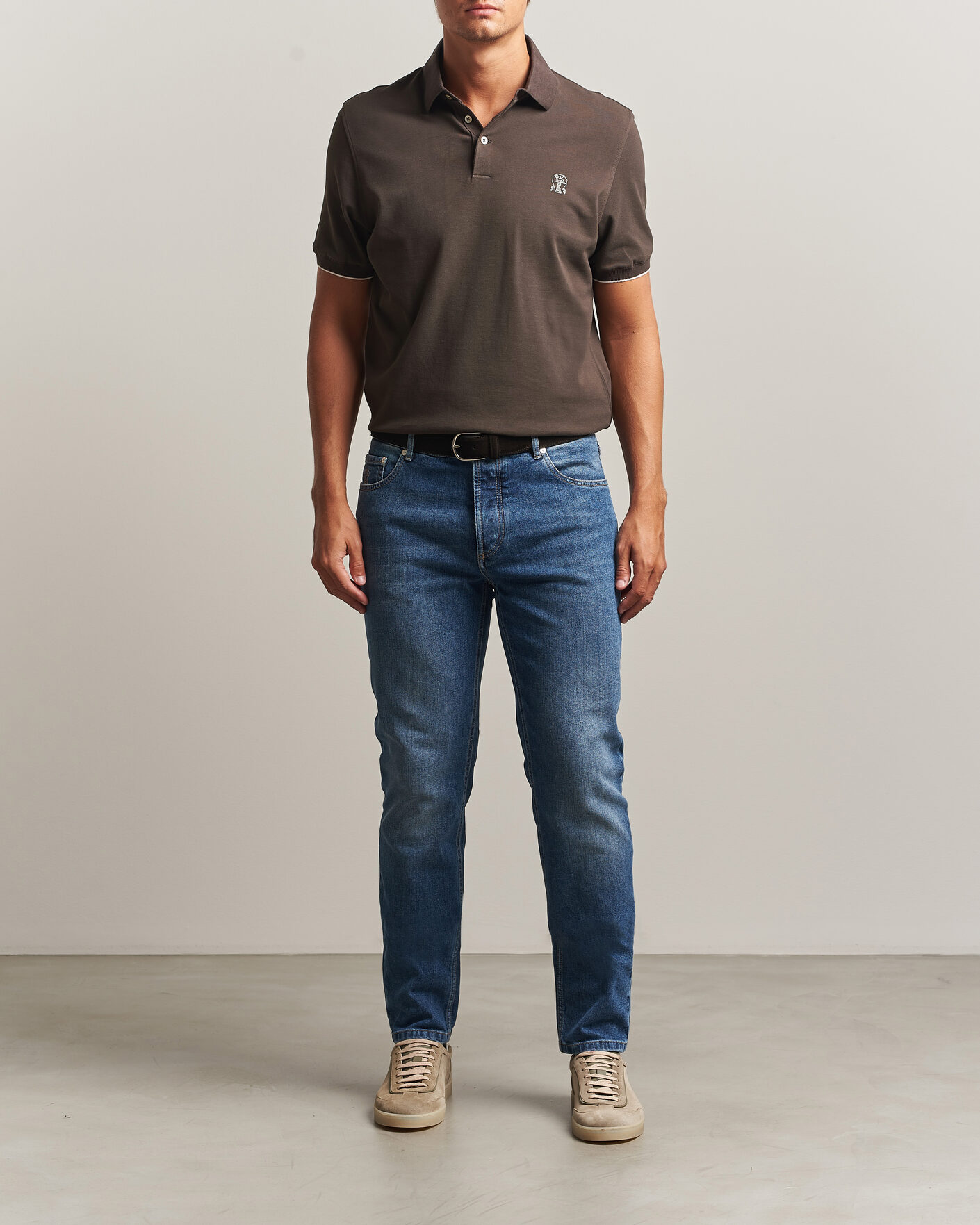 Herren | Poloshirts | Brunello Cucinelli | Short Sleeve Logo Polo Dark Brown