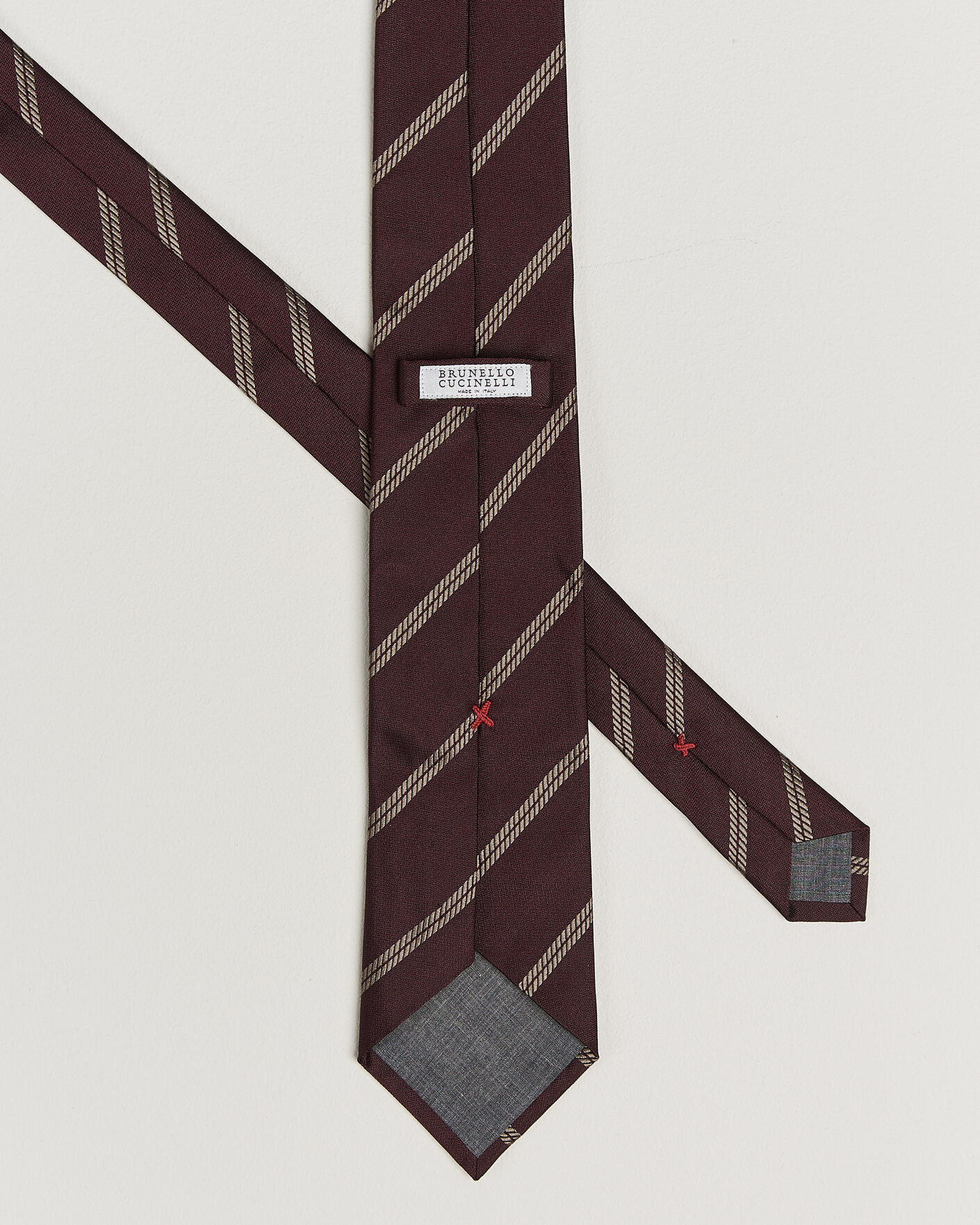 Herren | Krawatten | Brunello Cucinelli | Regimental Stripe Silk Tie Burgundy