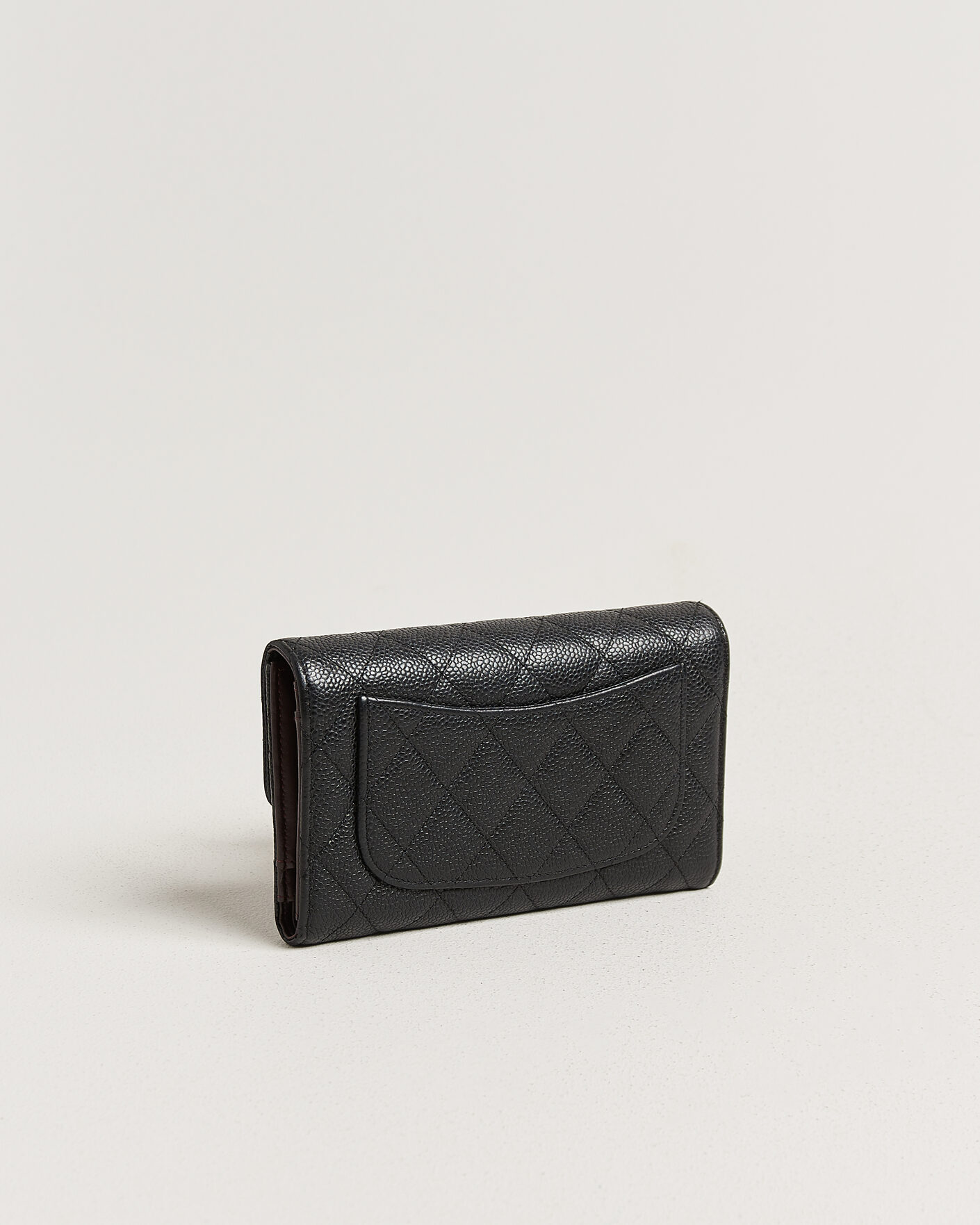 Herren | Pre-Owned & Vintage Bags | Chanel Pre-Owned | Classic Trifold Flap Wallet Caviar Leather Black