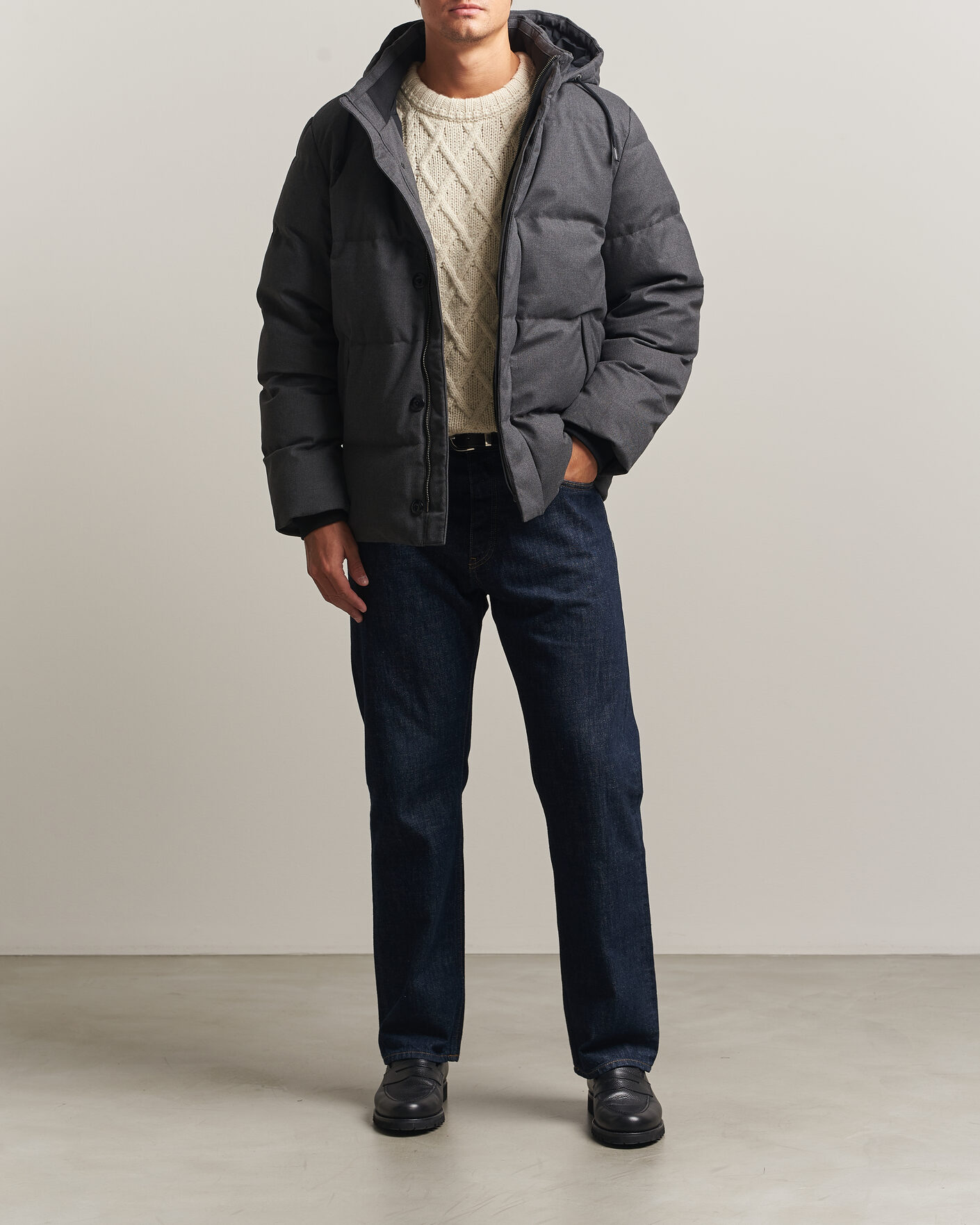 Herren | Jacken | Gant | Flannel Down Hooded Jacket Black Grey