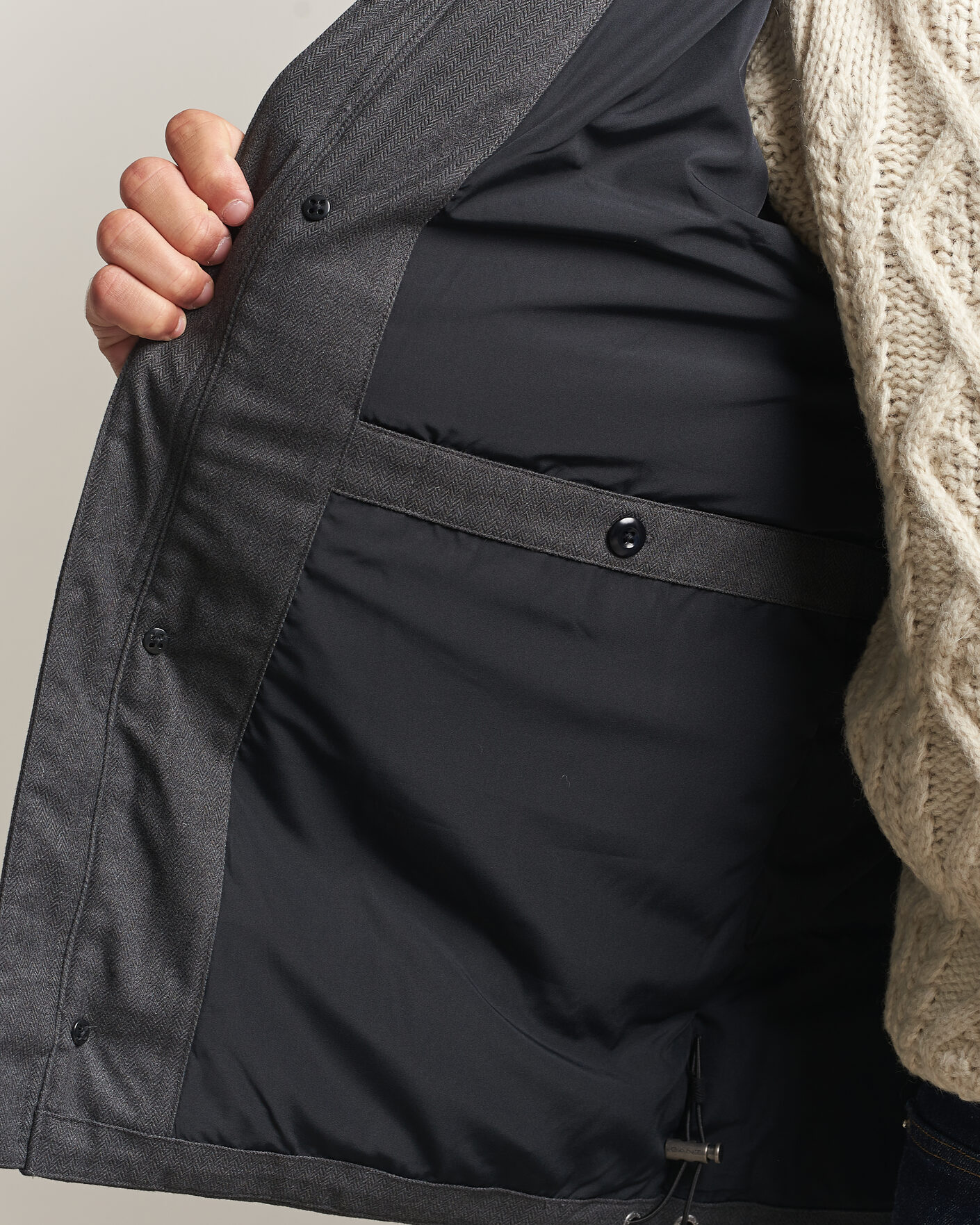 Herren | Jacken | Gant | Flannel Down Hooded Jacket Black Grey