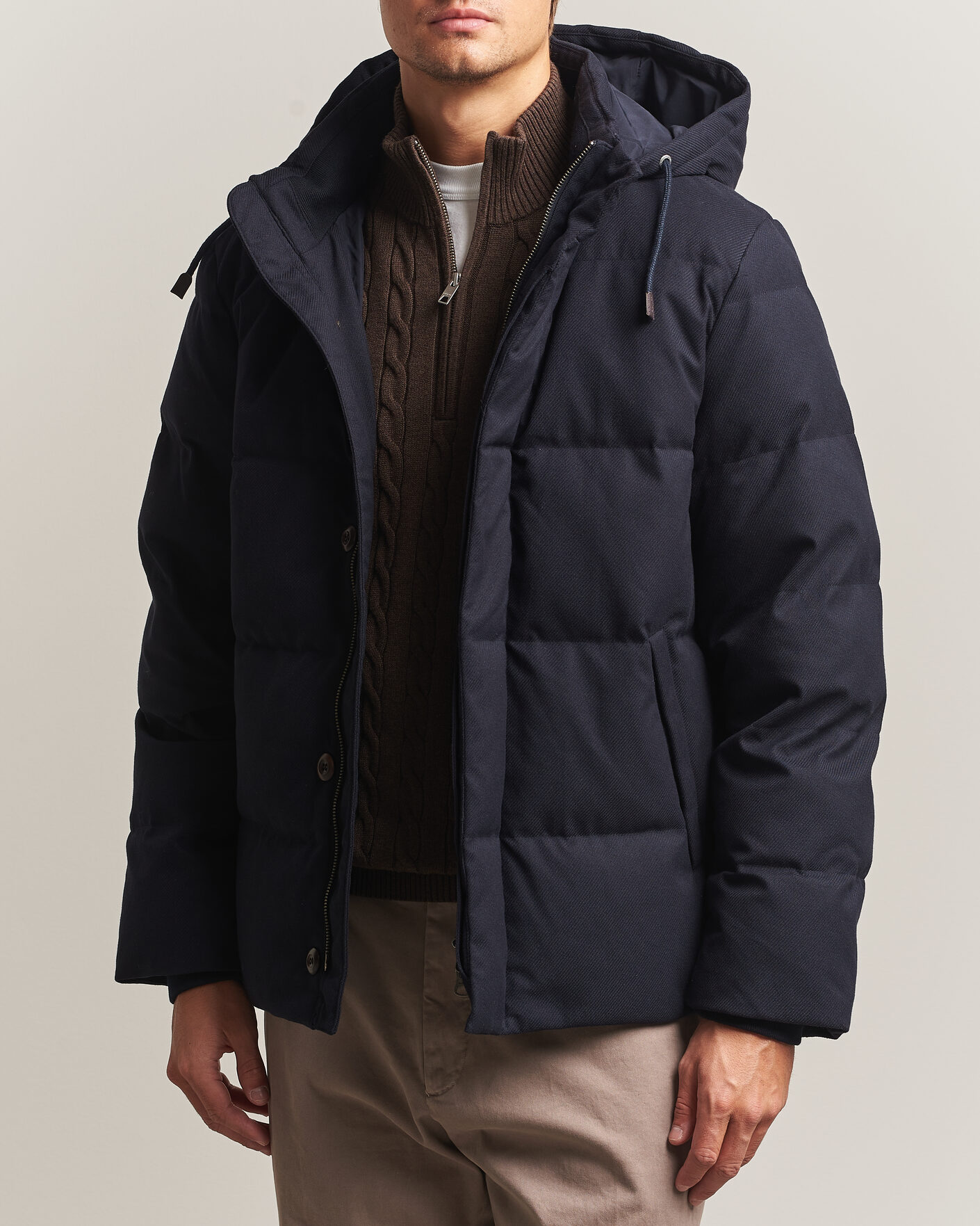 Herren | Jacken | Gant | Flannel Down Hooded Jacket Evening Blue