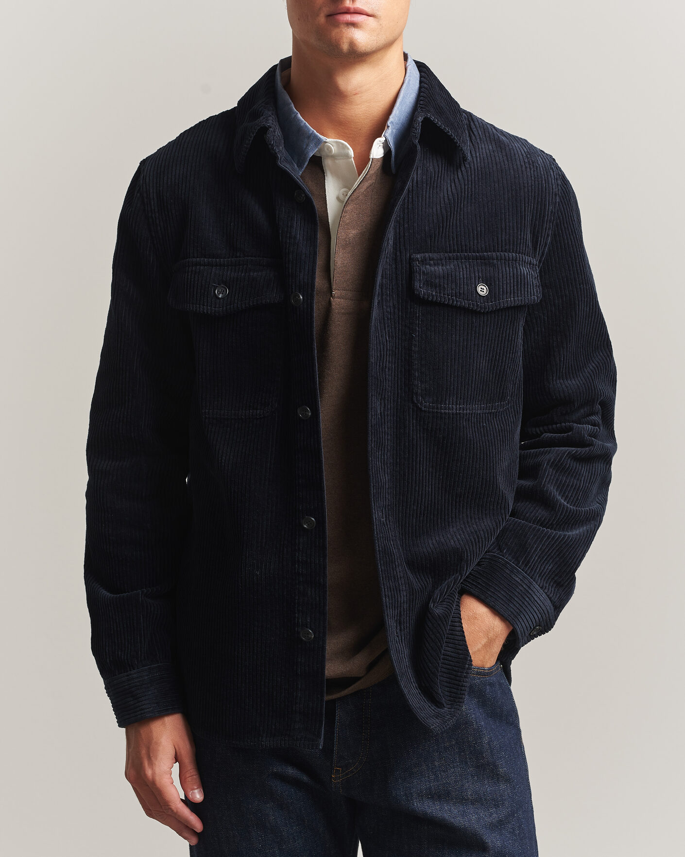 Herren | Hemden | Gant | Regular Fit Corduroy Overshirt Evening Blue
