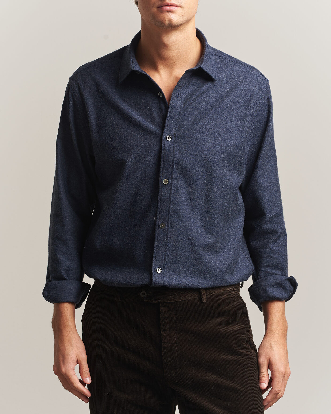 Herren | Hemden | Gant | Regular Fit Flannel Shirt Dark Navy Melange