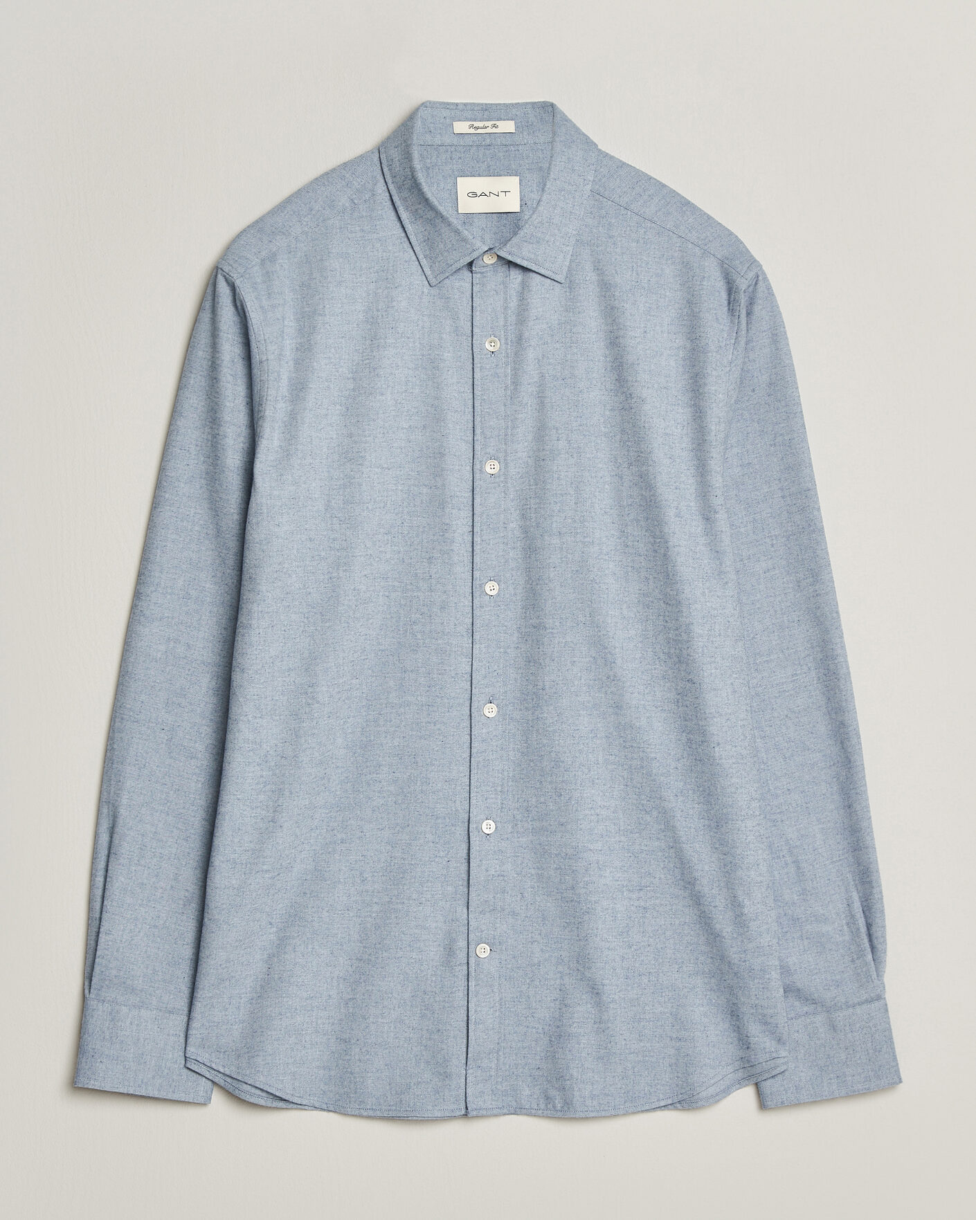 Herren | Hemden | Gant | Regular Fit Flannel Shirt Light Blue Melange