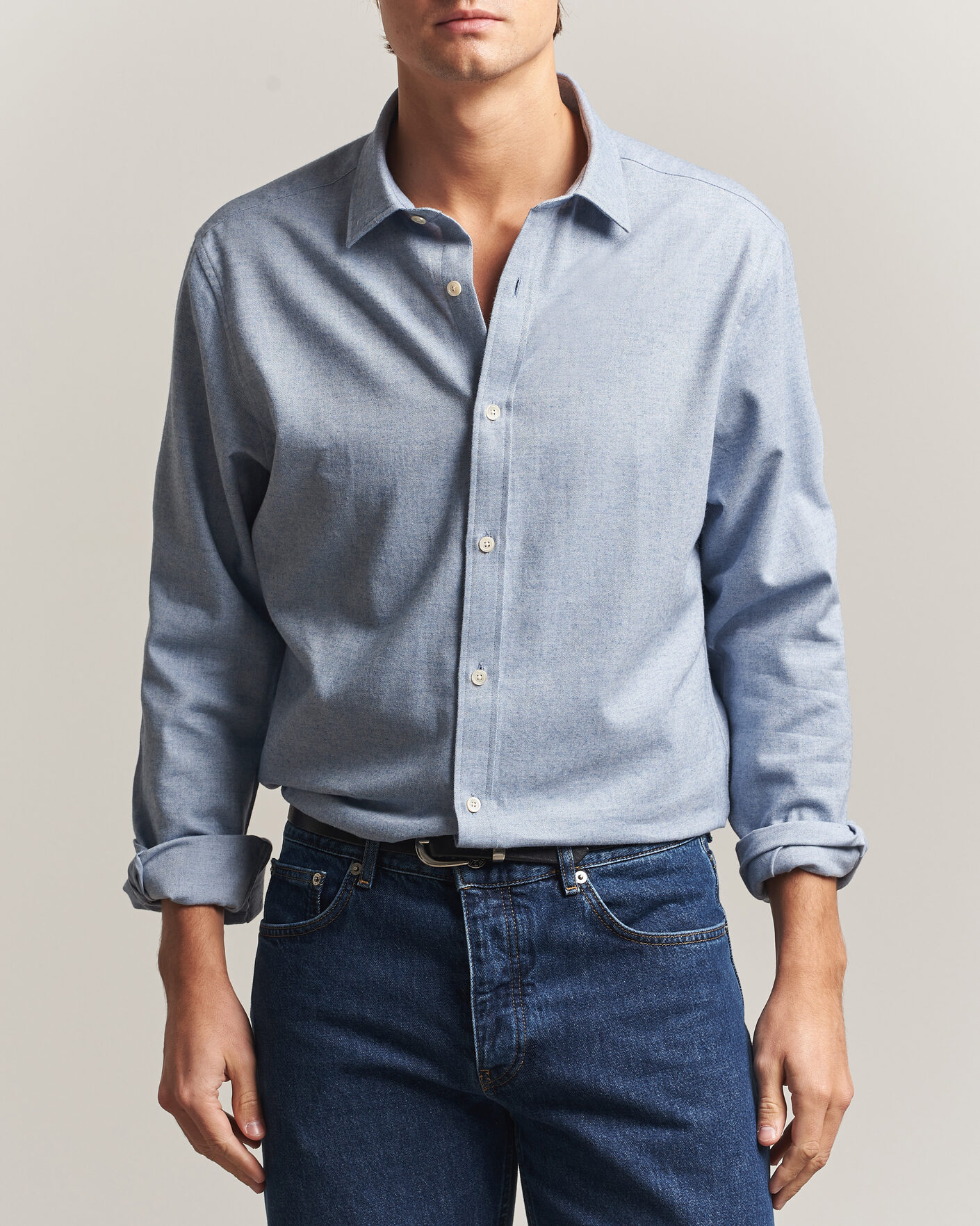 Herren | Hemden | Gant | Regular Fit Flannel Shirt Light Blue Melange