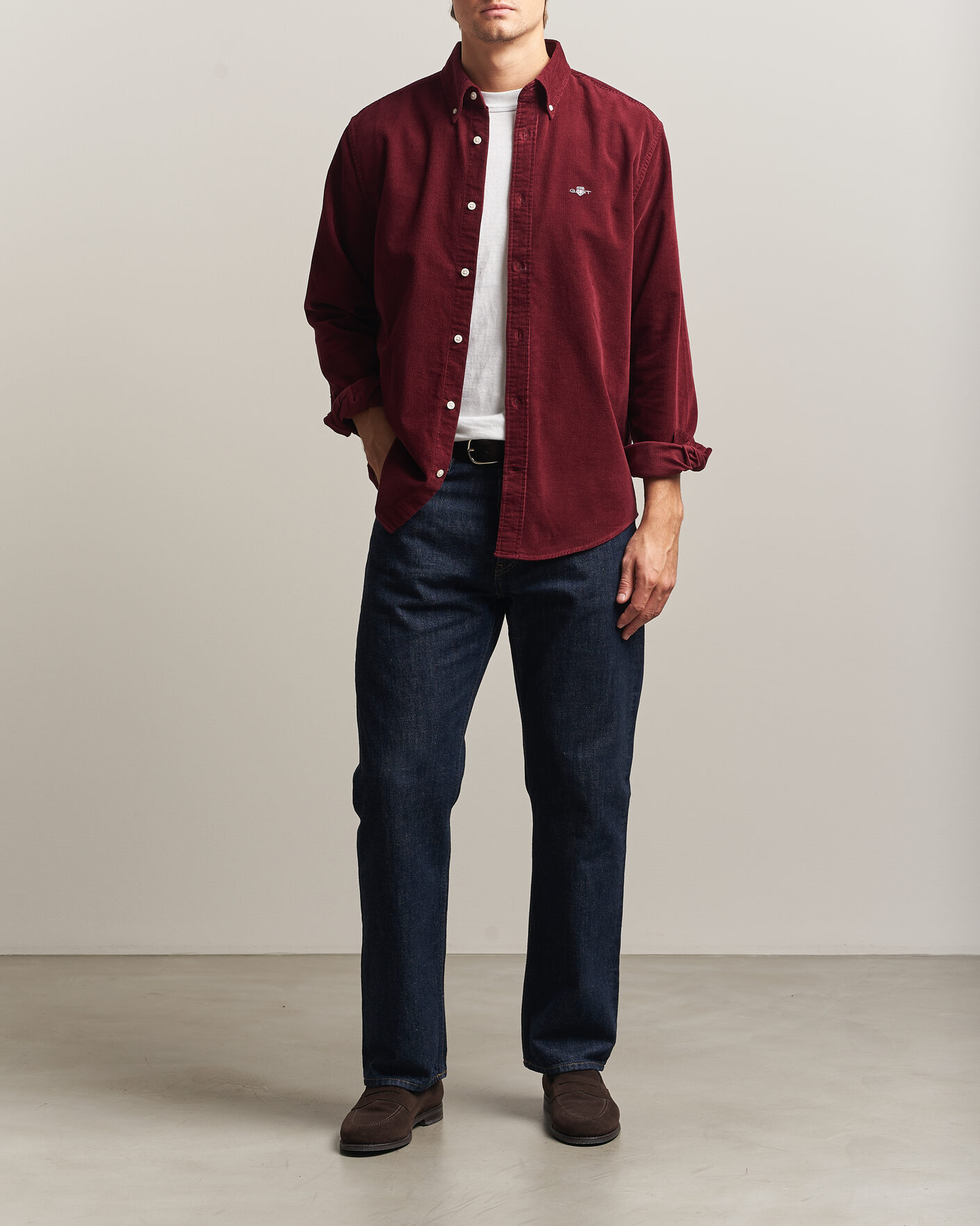 Herren | Hemden | Gant | Regular Fit Corduroy Shirt Deep Grape Wine