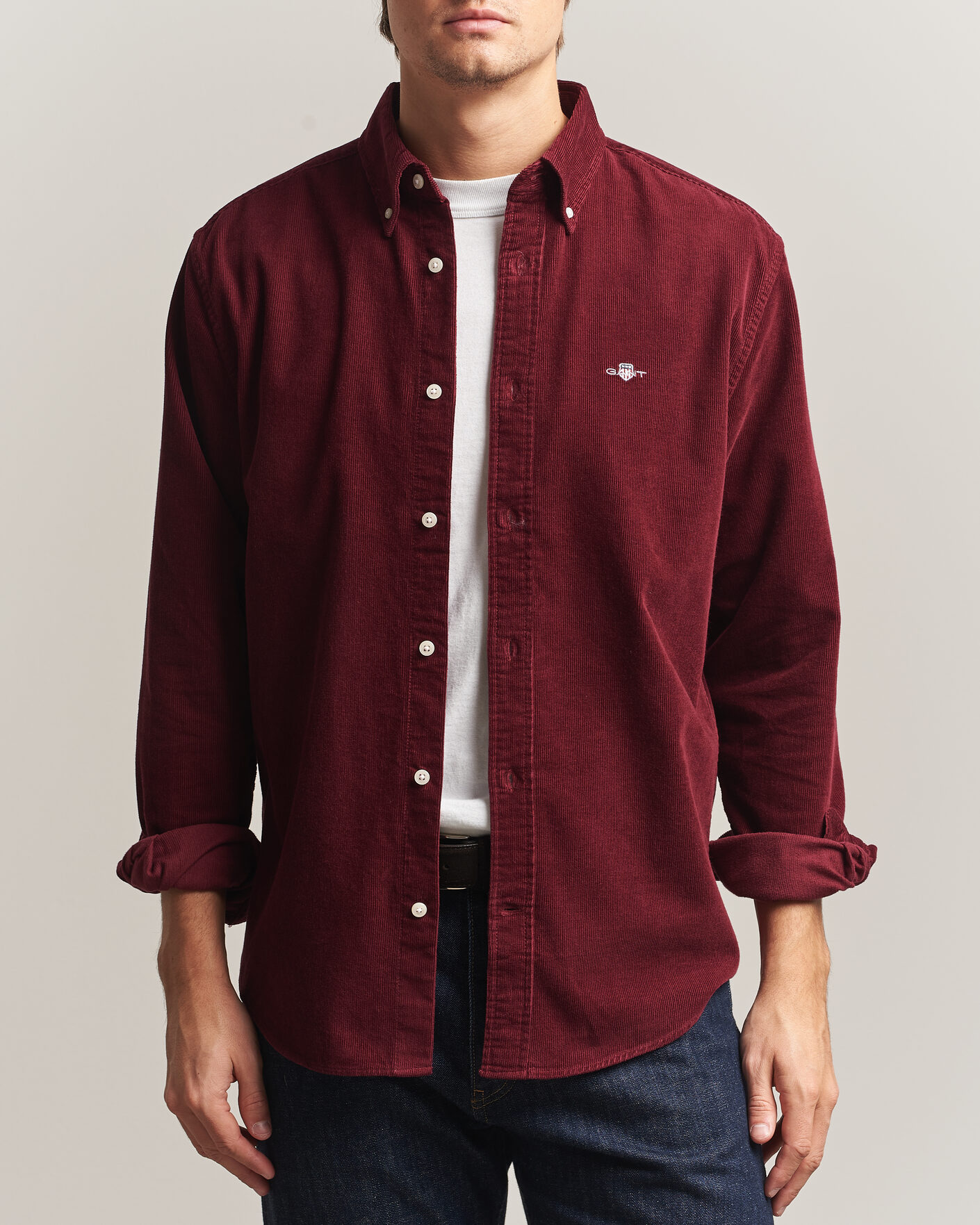 Herren | Hemden | Gant | Regular Fit Corduroy Shirt Deep Grape Wine