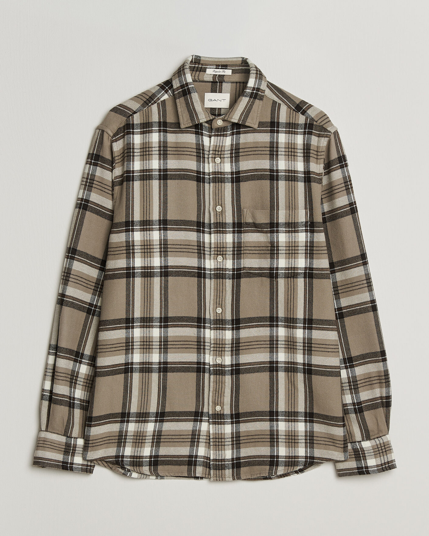 Herren | Hemden | Gant | Regular Fit Flannel Checked Overshirt Mist Taupe
