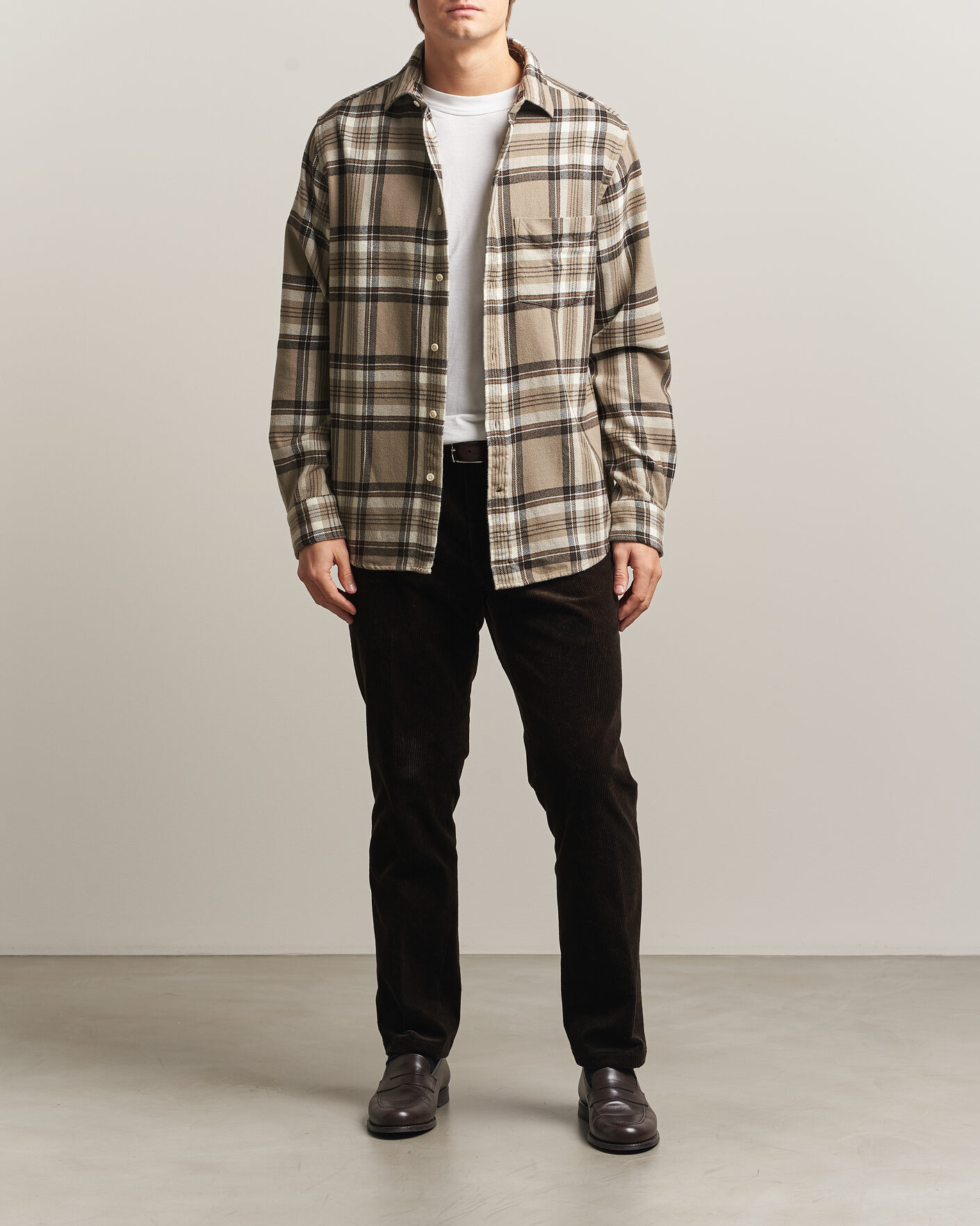 Herren | Hemden | Gant | Regular Fit Flannel Checked Overshirt Mist Taupe