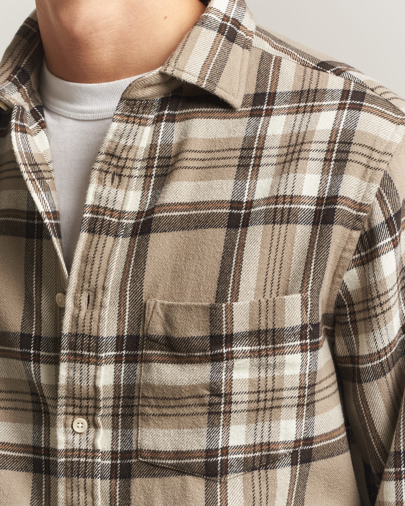 Herren | Hemden | Gant | Regular Fit Flannel Checked Overshirt Mist Taupe