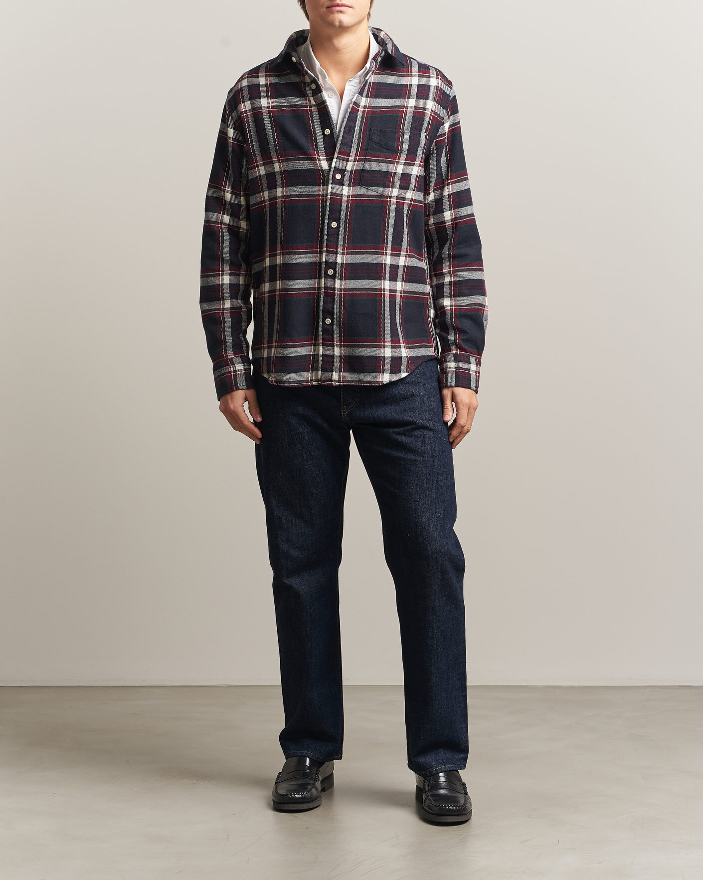 Herren | Hemden | Gant | Regular Fit Flannel Checked Overshirt Evening Blue
