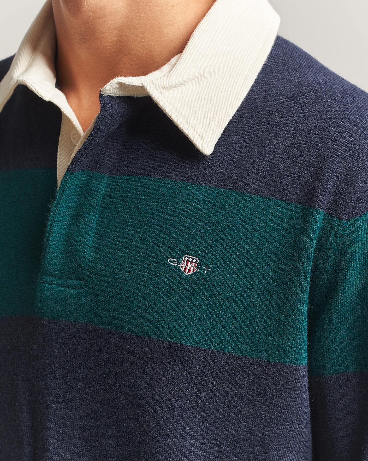 Herren | Pullover | Gant | Lambswool Barstriped Rugger Dark Emerald