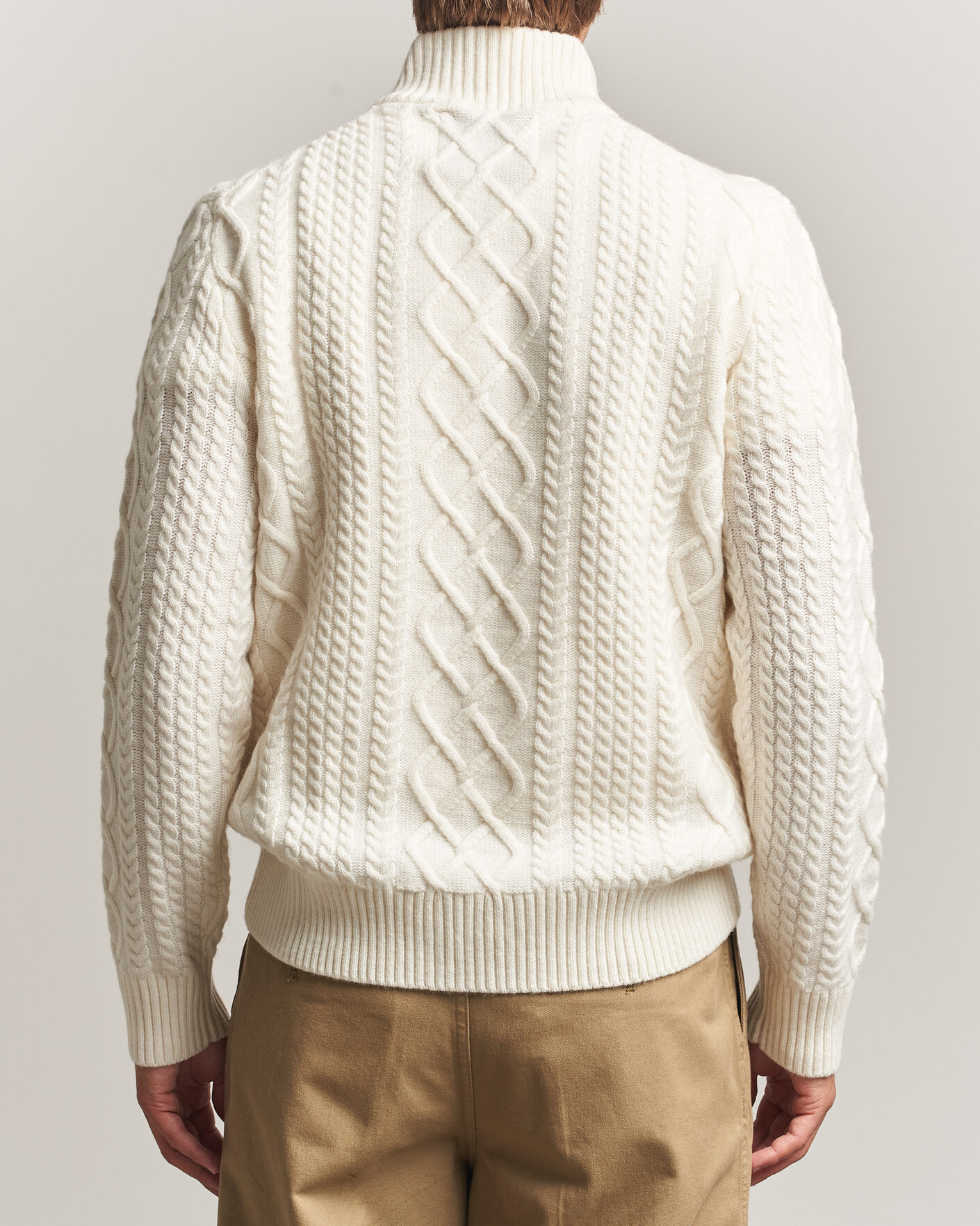 Herren | Pullover | Gant | Wool Cable Knitted Half Zip Cream