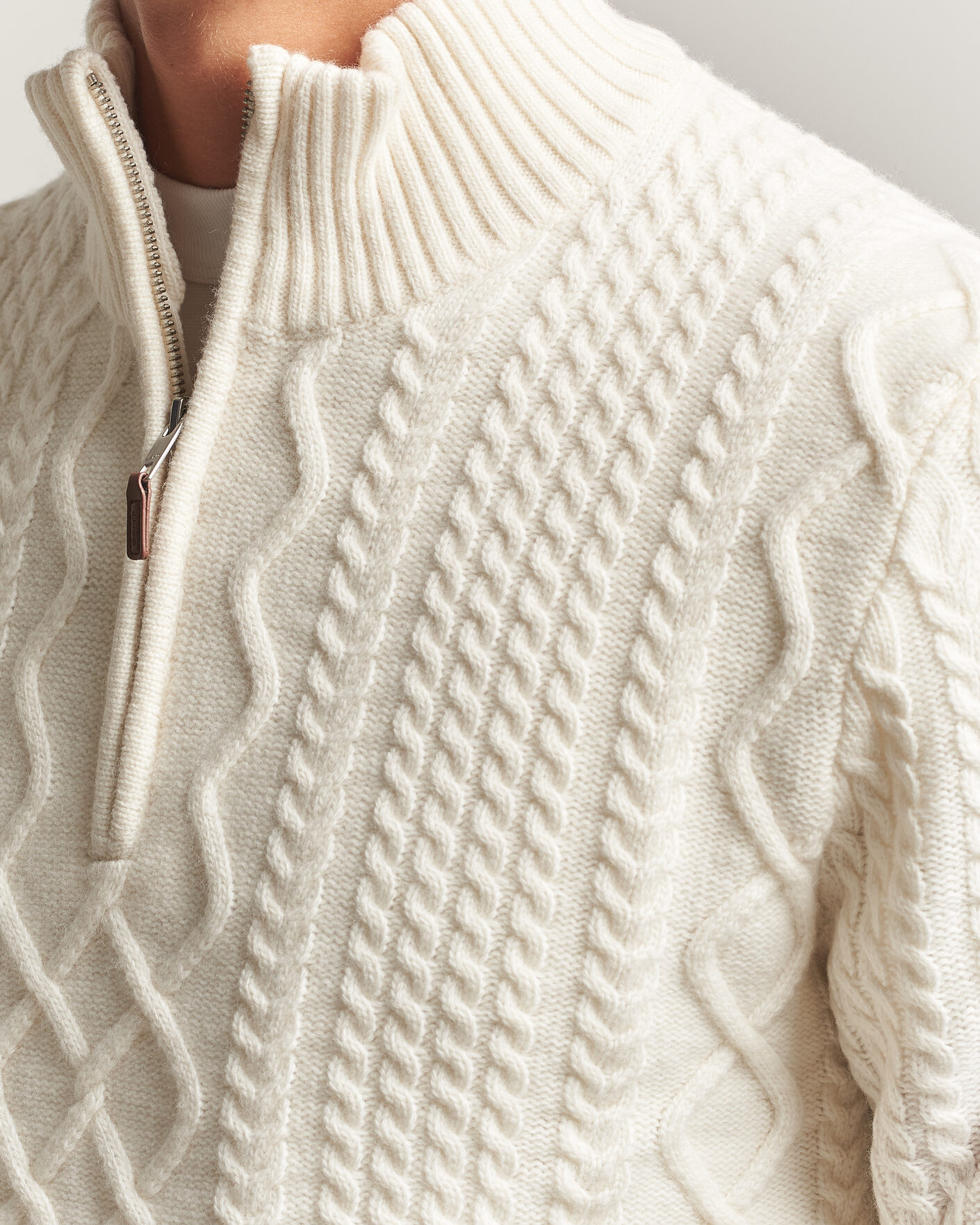 Herren | Pullover | Gant | Wool Cable Knitted Half Zip Cream