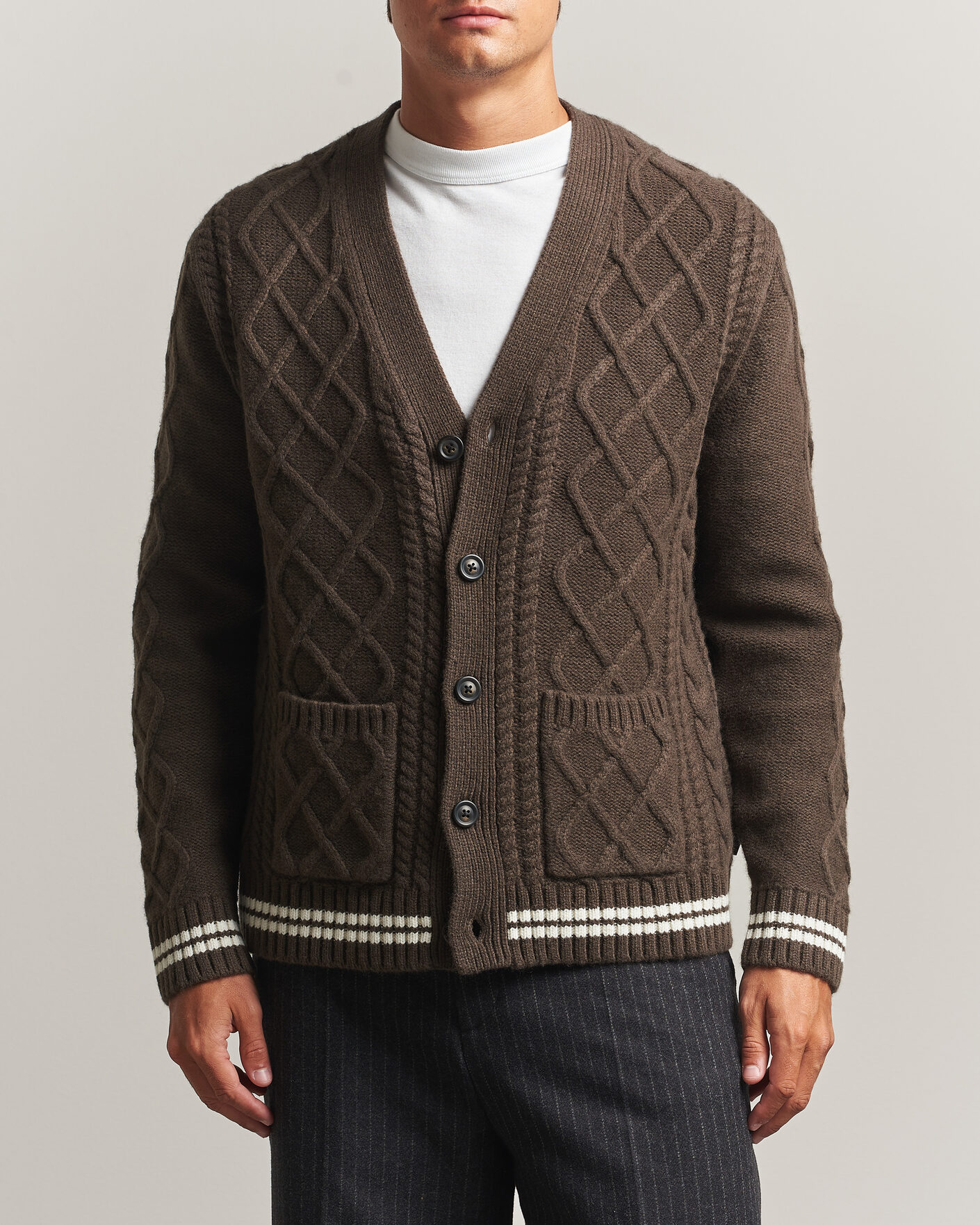 Herren | Pullover | Gant | Wool Cable Knitted Cardigan Shadow Brown