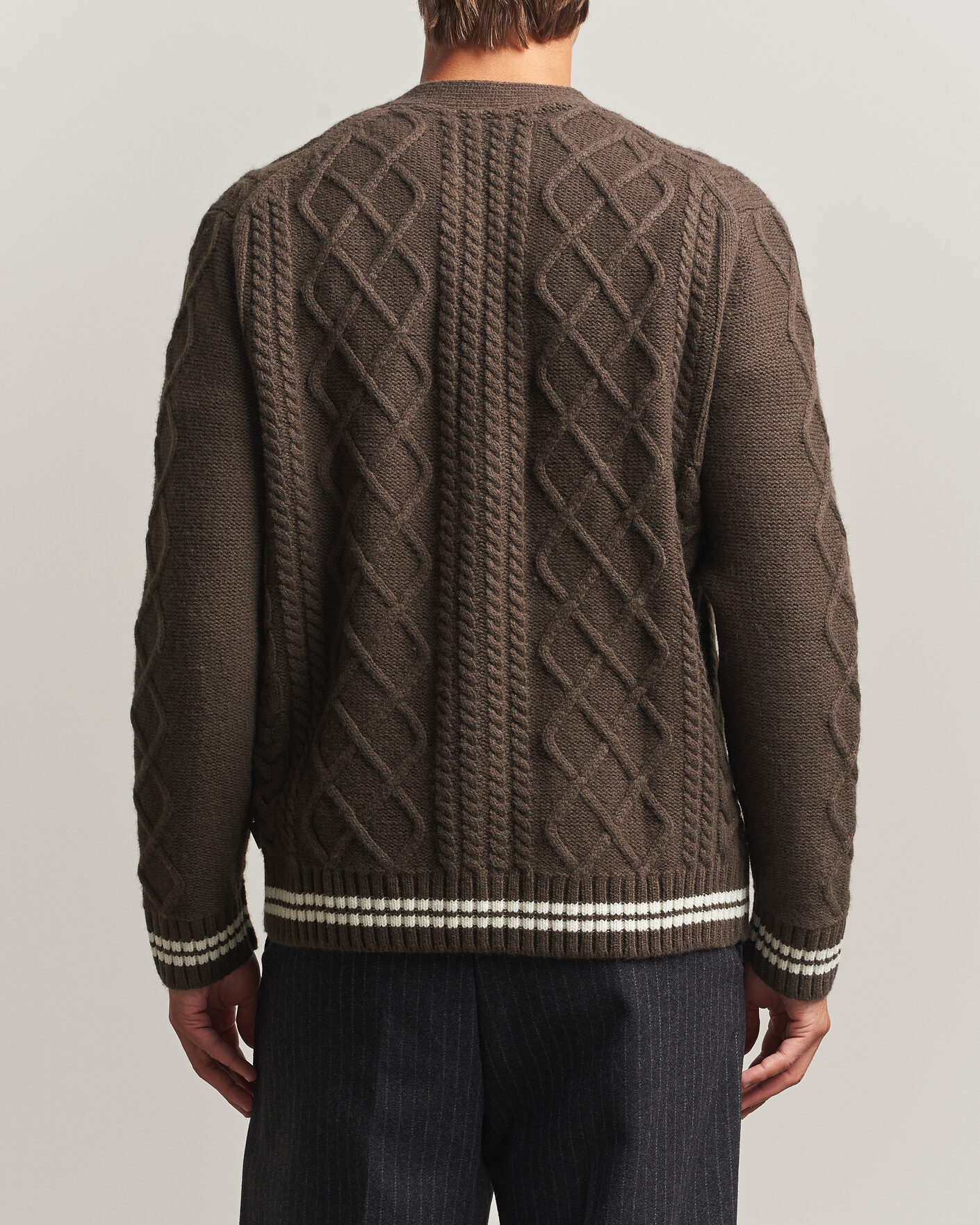 Herren | Pullover | Gant | Wool Cable Knitted Cardigan Shadow Brown