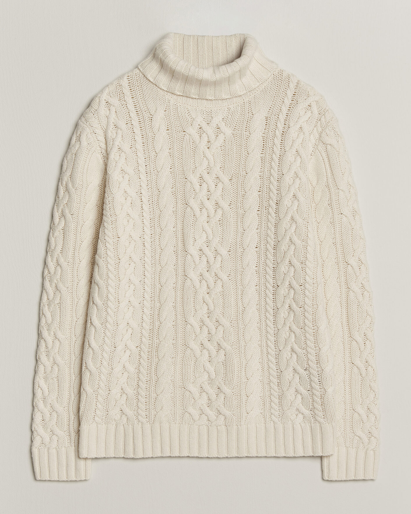 Herren | Pullover | Gant | Wool/Cotton Cable Knitted Turtleneck Cream