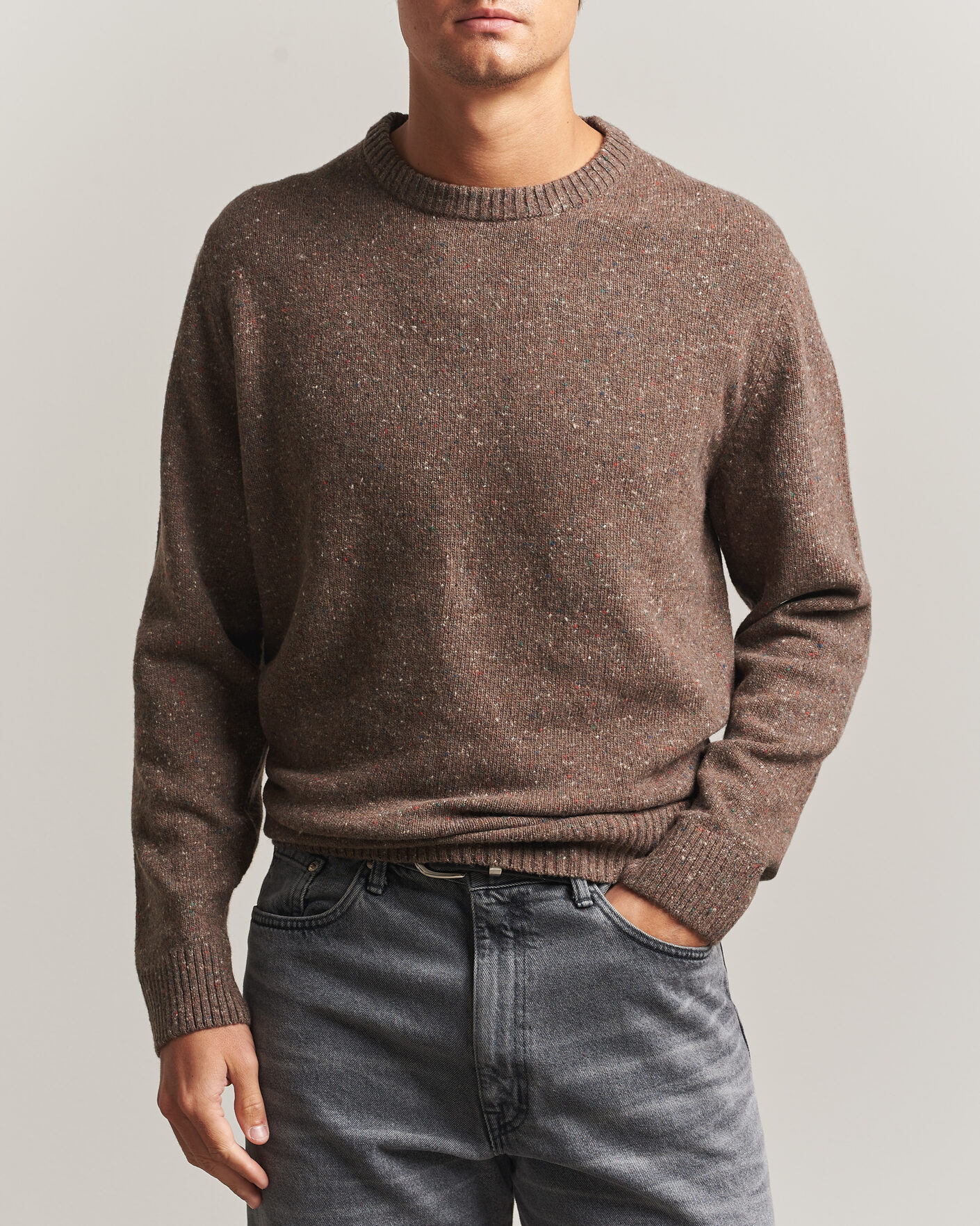 Herren | Pullover | Gant | Neps Wool Crew Neck Sweater Faded Taupe