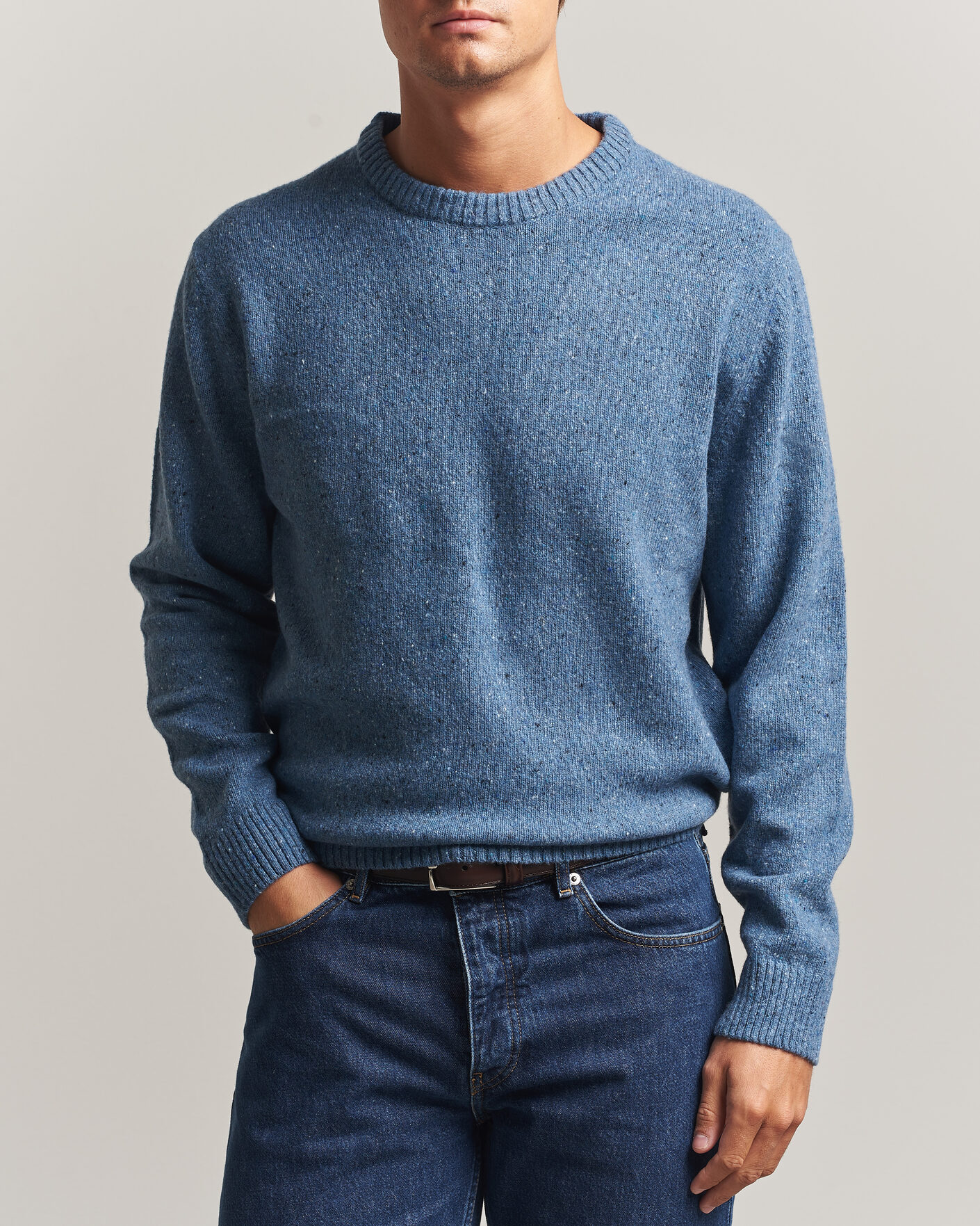 Herren | Pullover | Gant | Neps Wool Crew Neck Sweater Blue Horizon