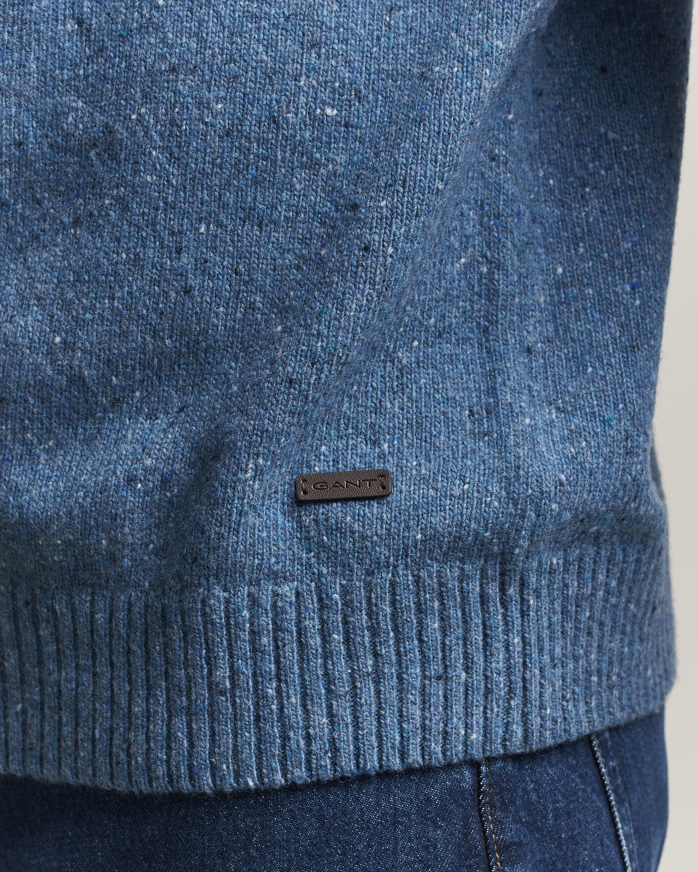 Herren | Pullover | Gant | Neps Wool Crew Neck Sweater Blue Horizon