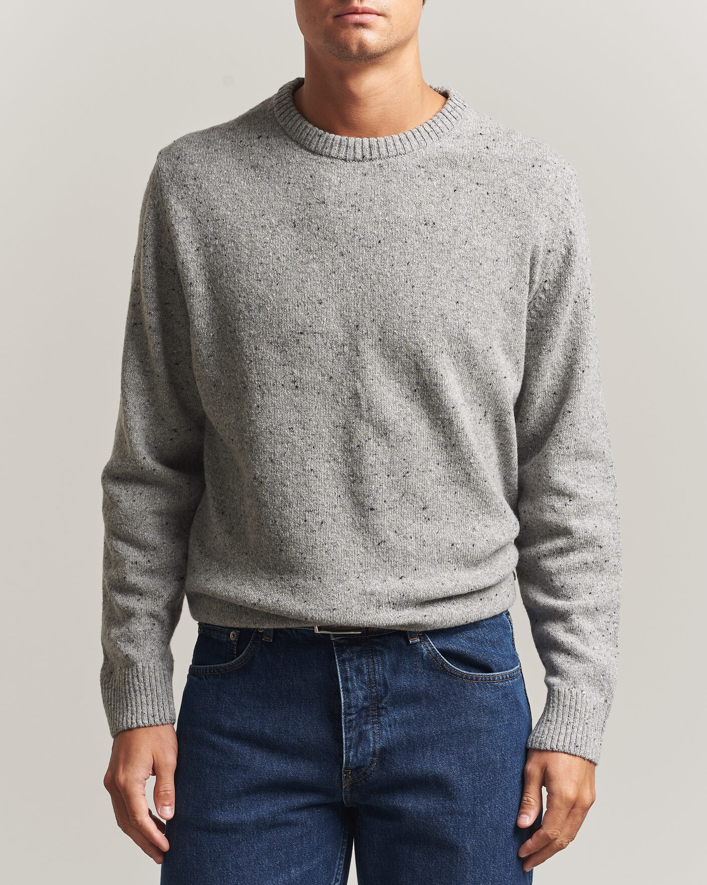 Herren | Pullover | Gant | Neps Wool Crew Neck Sweater Grey Melange