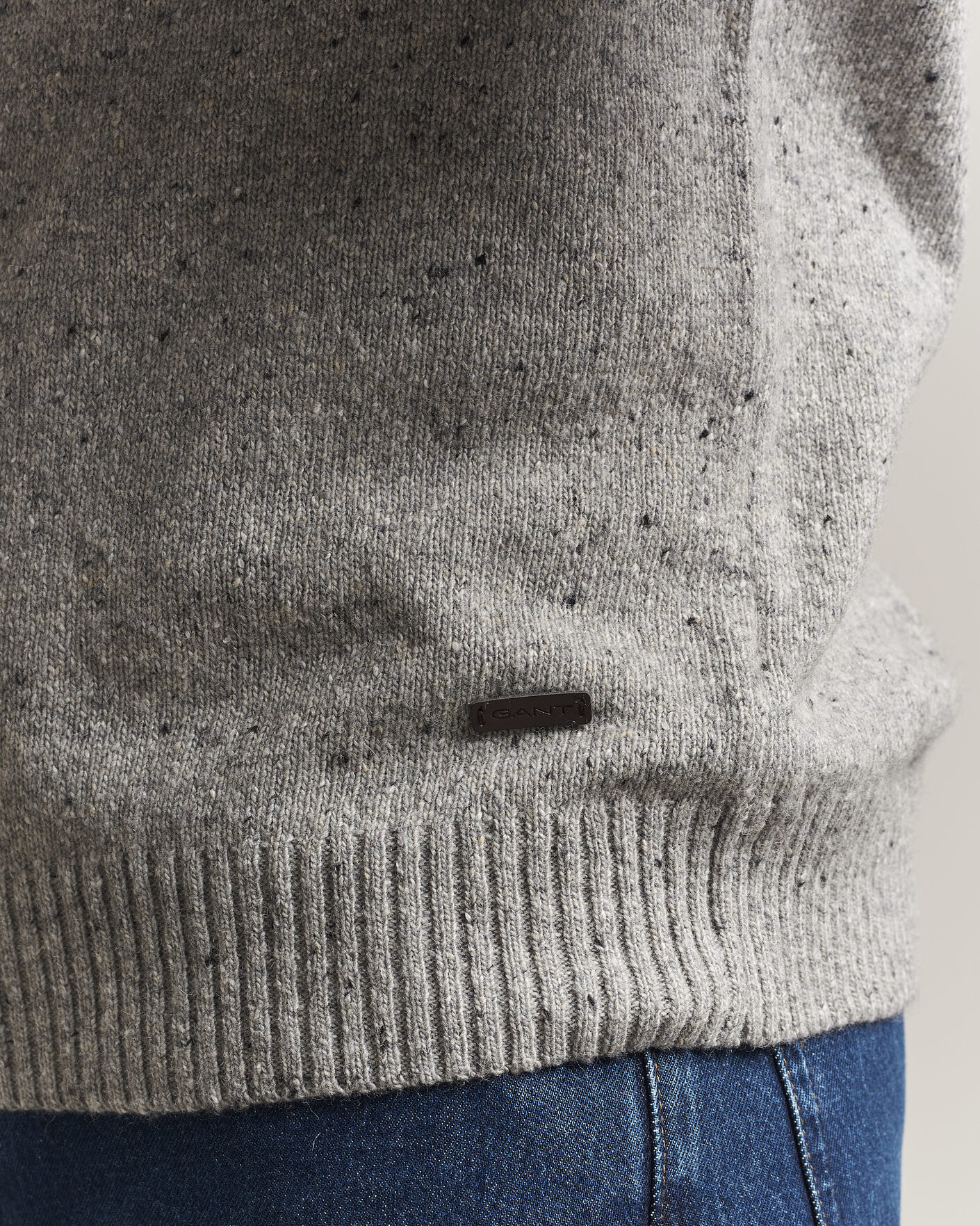 Herren | Pullover | Gant | Neps Wool Crew Neck Sweater Grey Melange