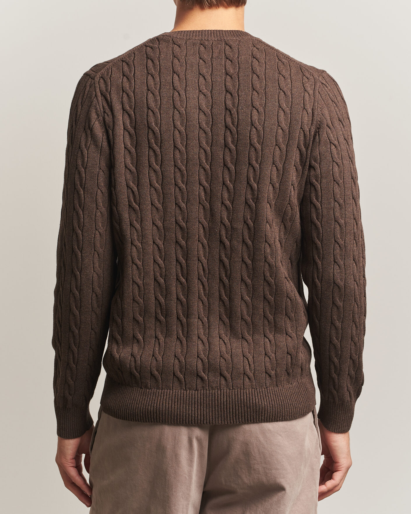 Herren | Pullover | Gant | Cotton Cable Crew Neck Black Brown Melange