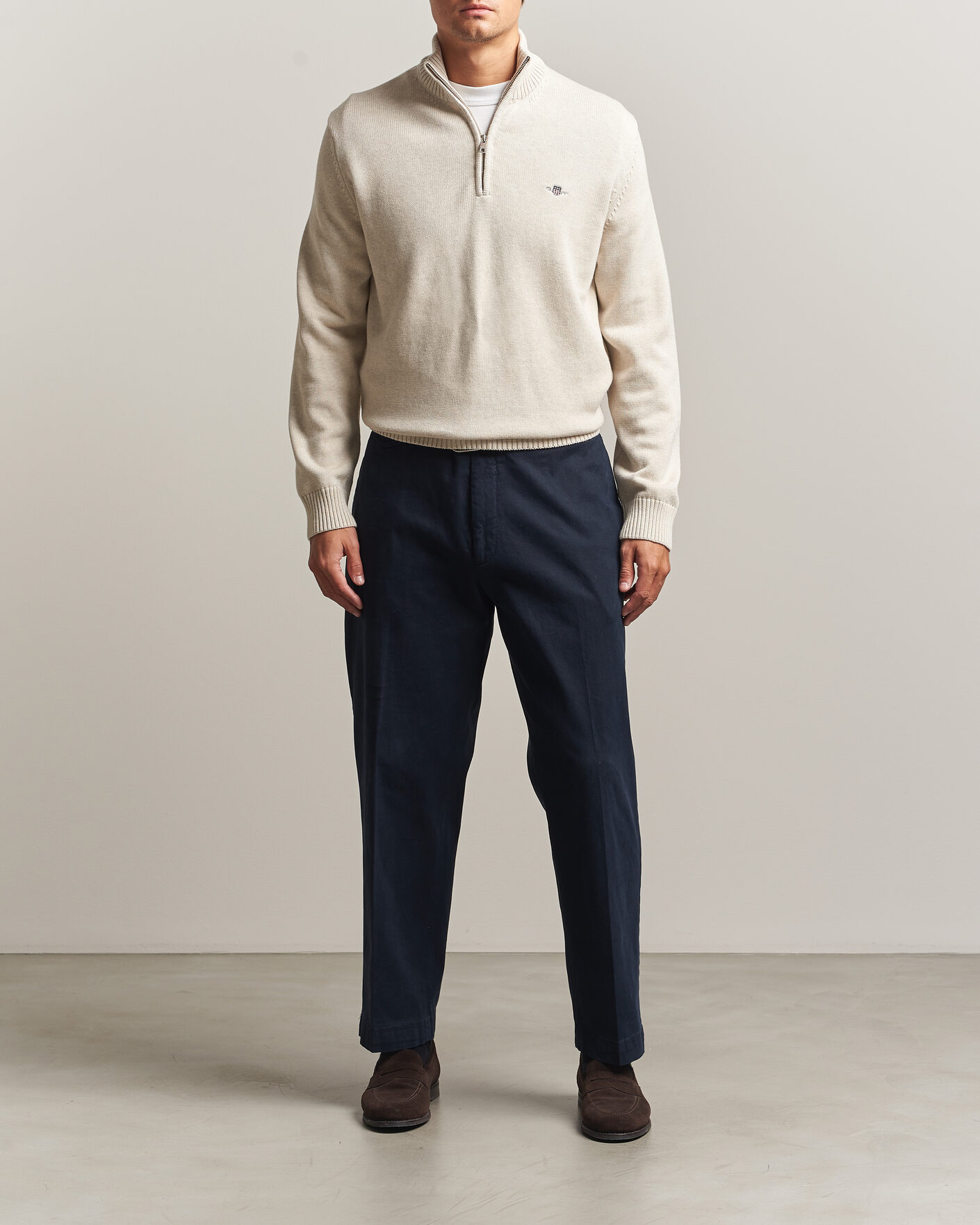 Herren | Pullover | Gant | Casual Cotton Half Zip Seed Melange