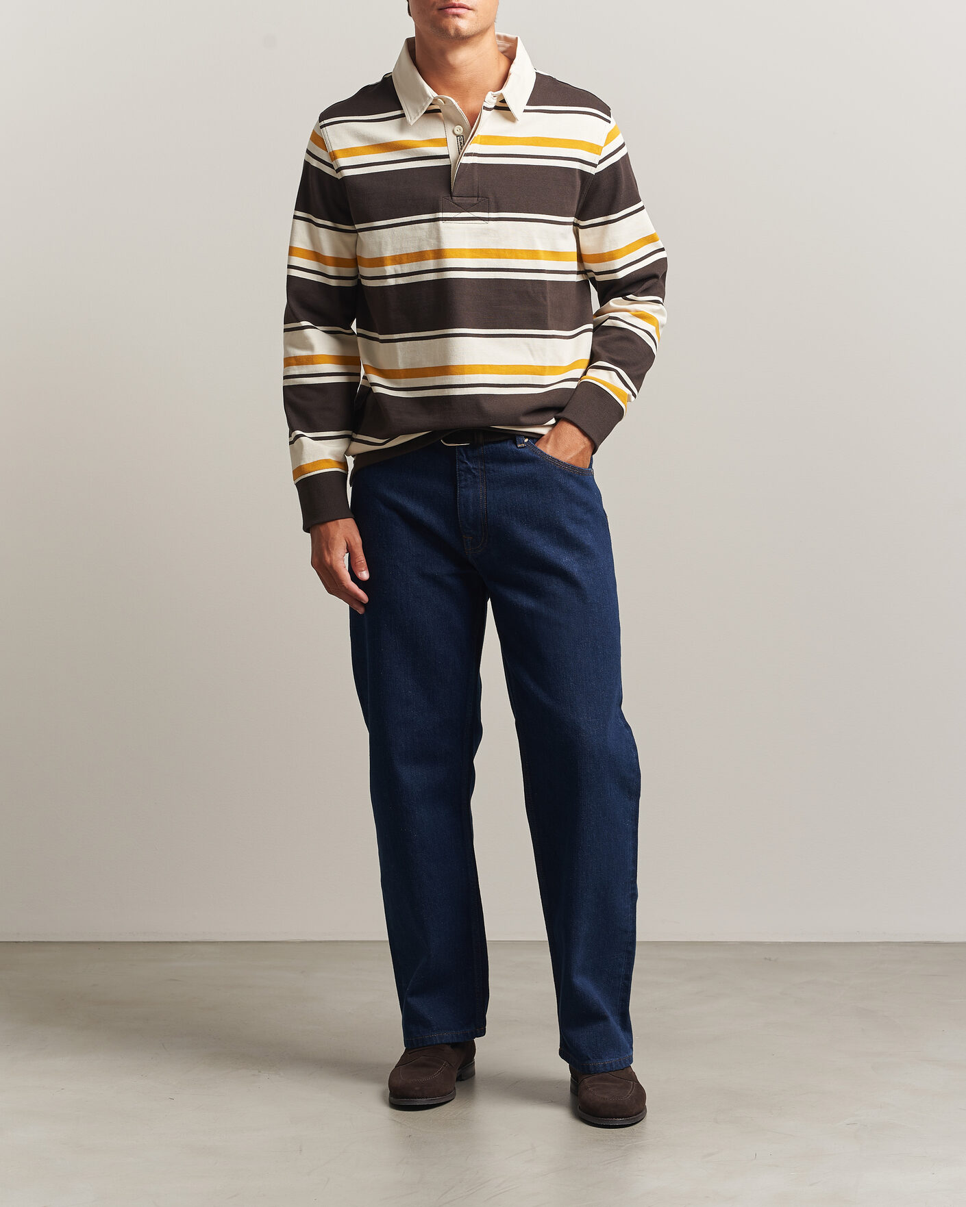 Herren | Pullover | Gant | Striped Heavy Rugger Charred Wood Brown