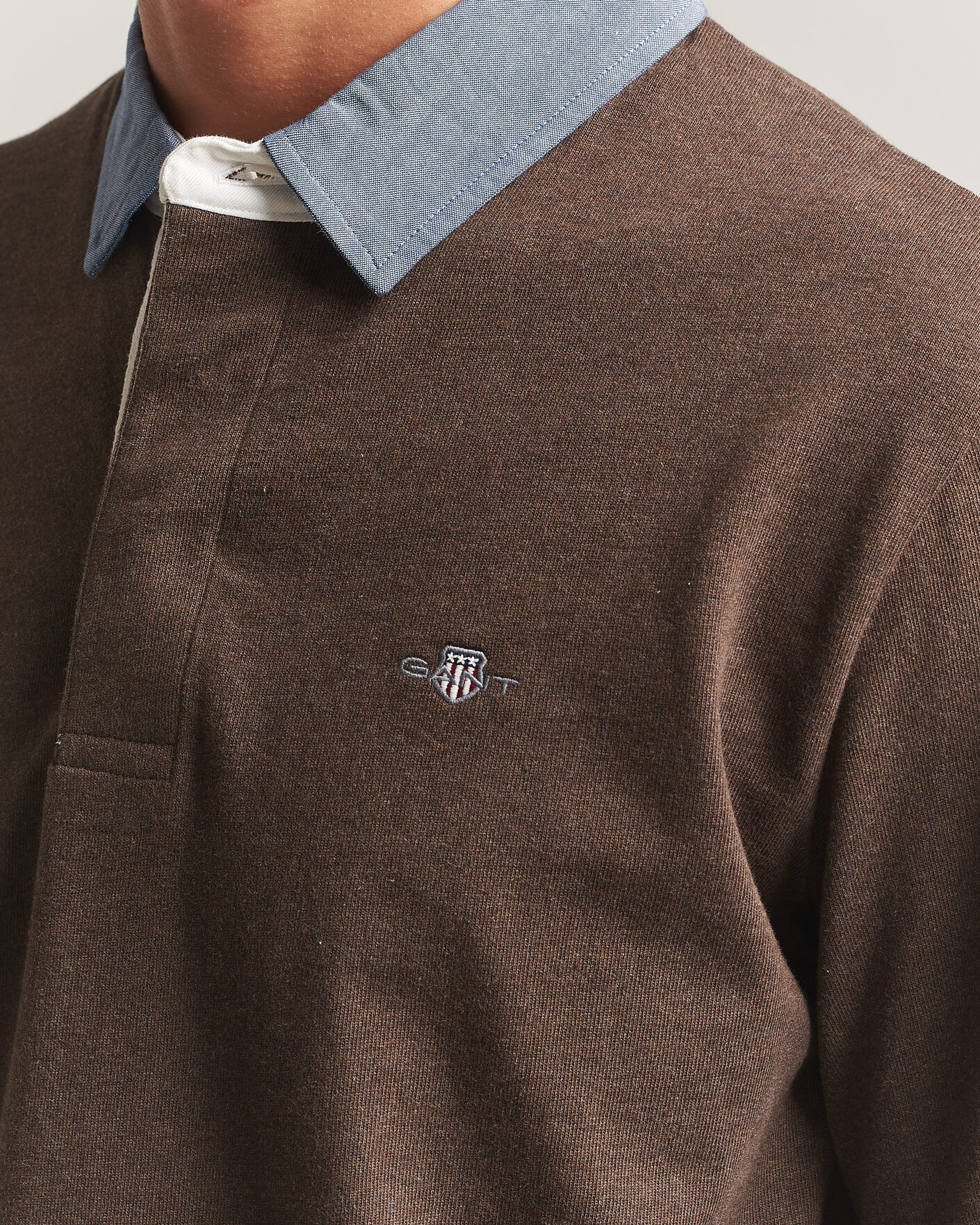 Herren | Pullover | Gant | Chambray Solid Heavy Rugger Black Brown Melange