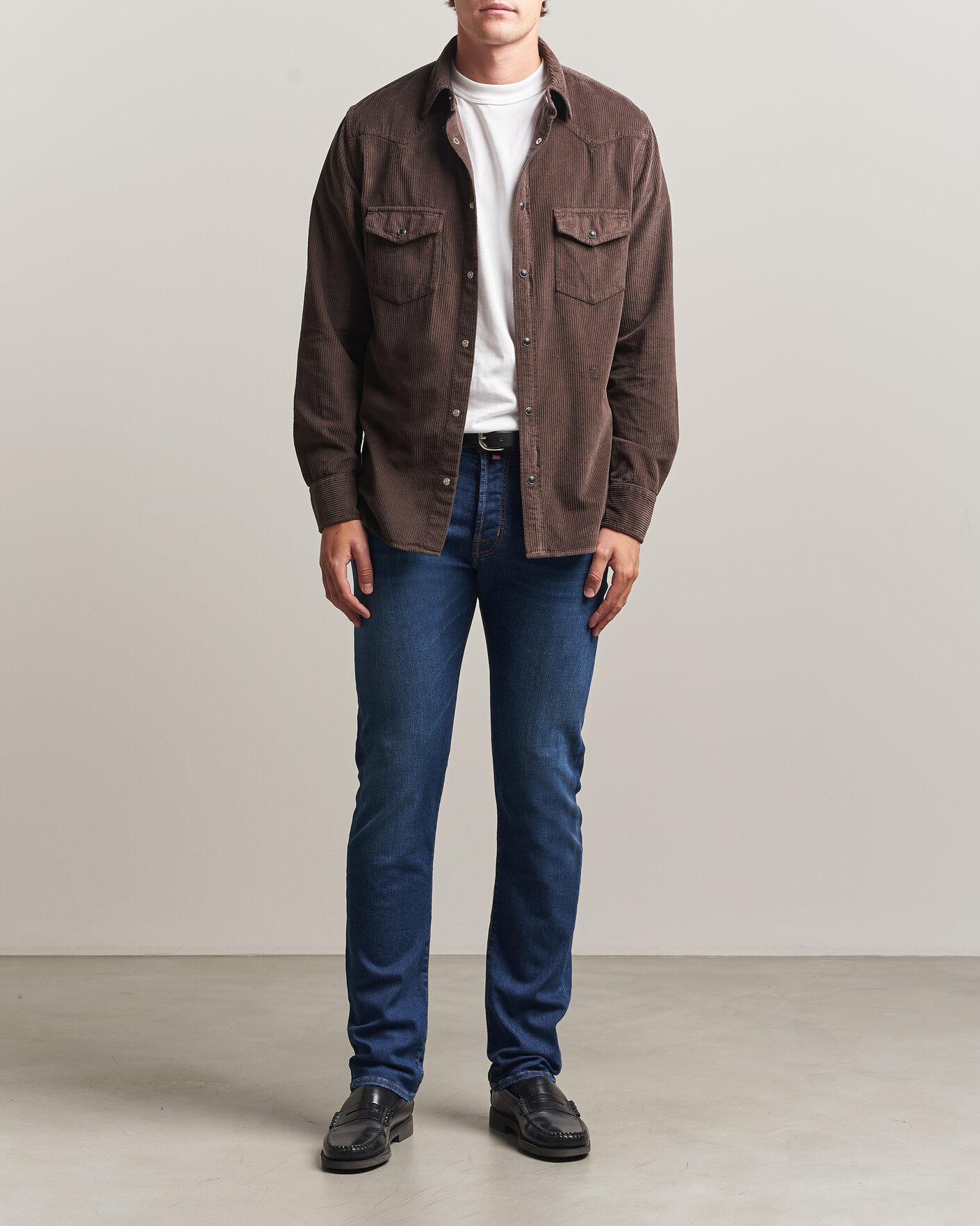 Herren | Hemden | Jacob Cohën | Cord Pocket Overshirt Brown