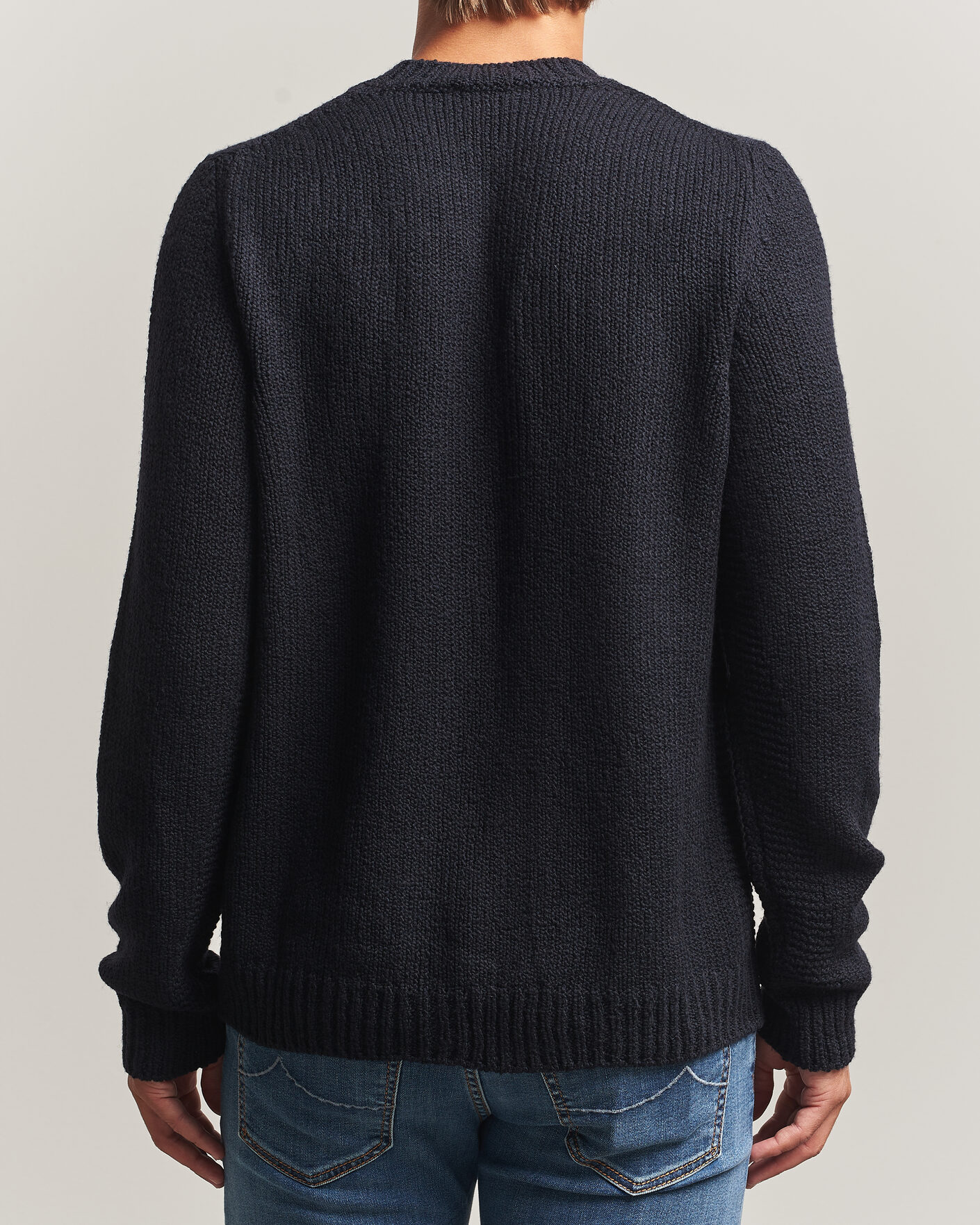 Herren | Pullover | Jacob Cohën | Muffled Virgin Wool Link Stitch Sweater Navy