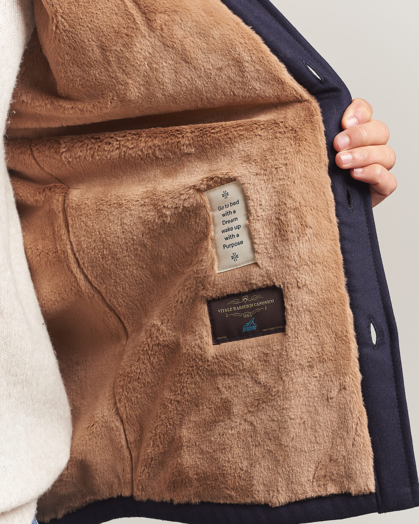 Herren | Jacken | Jacob Cohën | Wool Flannel Eco Fur Lined Shirt Jacket Navy