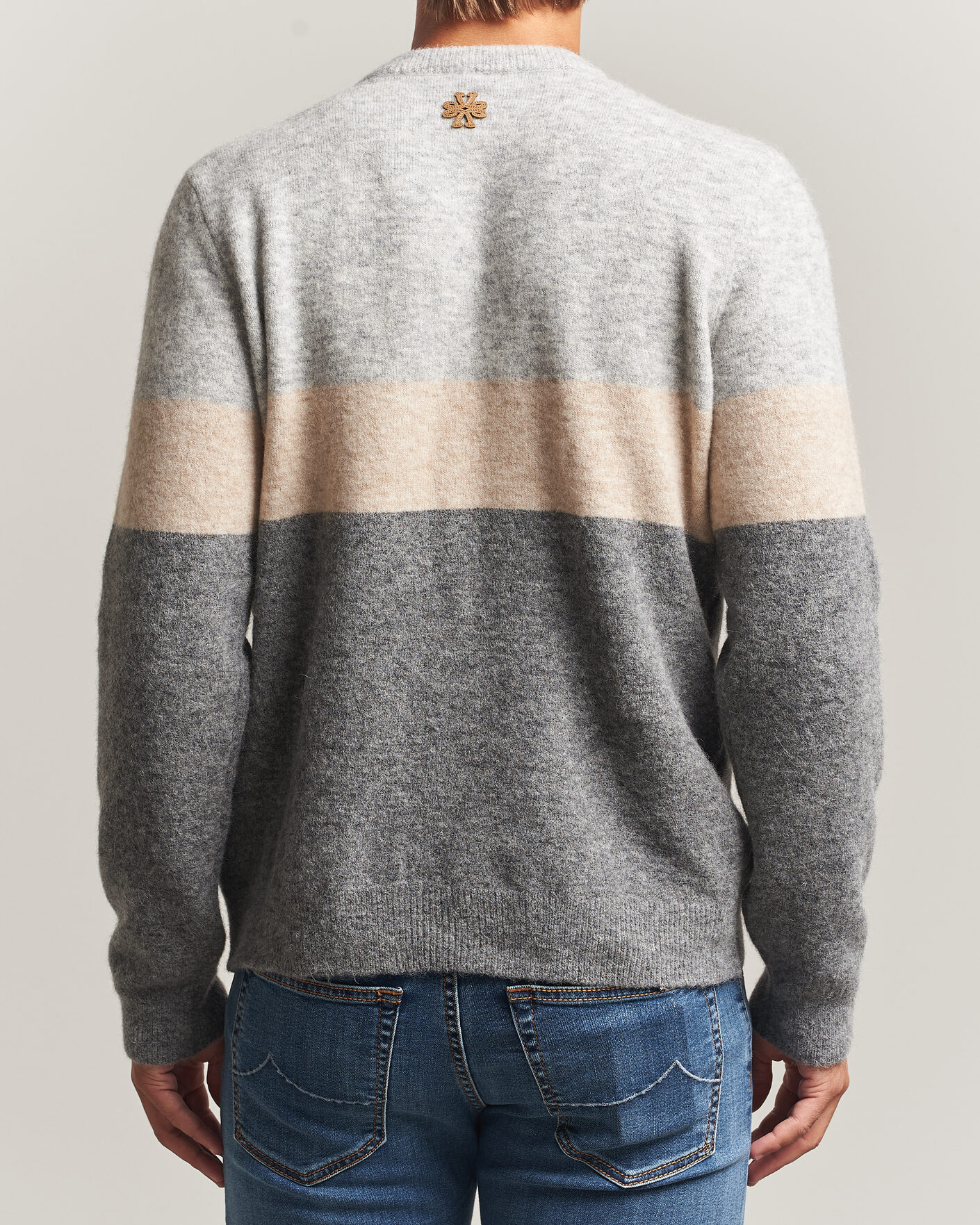 Herren | Pullover | Jacob Cohën | Embroidery Knitted Apres-Ski Crew Neck Grey