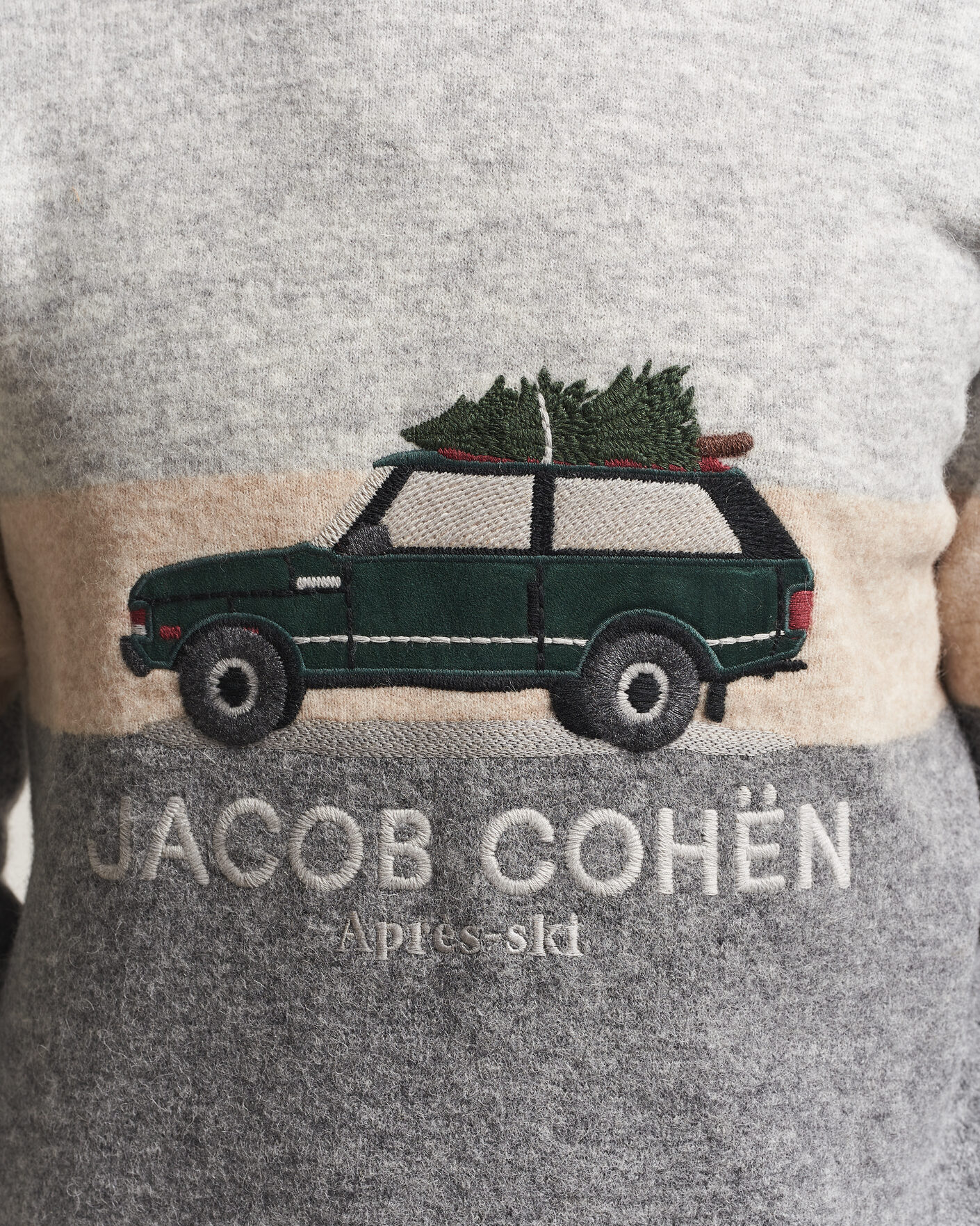 Herren | Pullover | Jacob Cohën | Embroidery Knitted Apres-Ski Crew Neck Grey